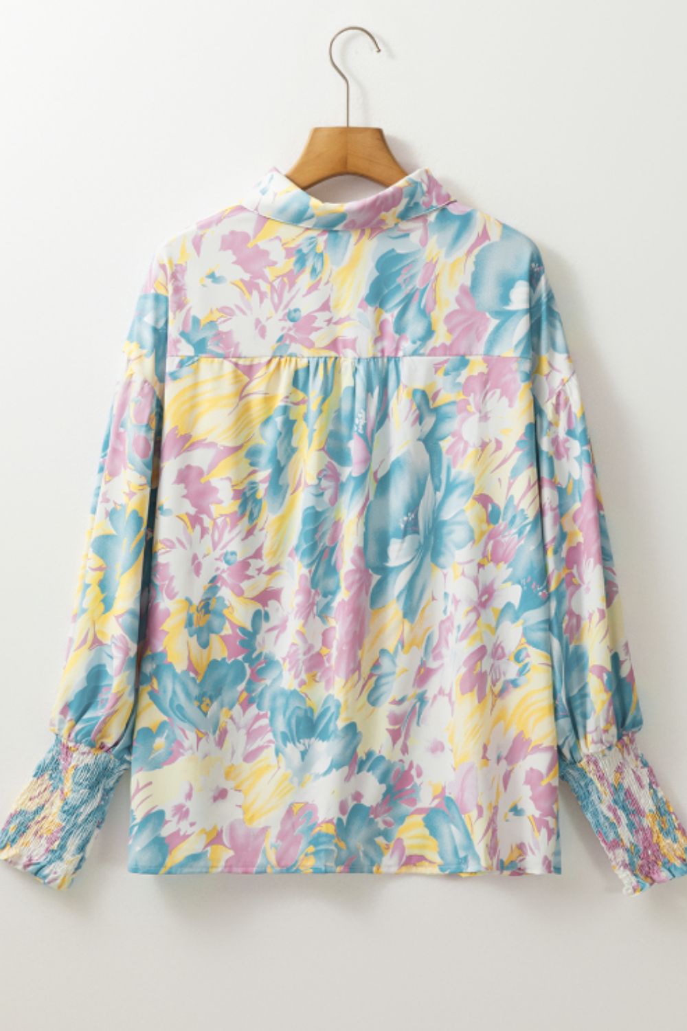 Printed Button Down Lantern Sleeve Shirt - Charming Charlie