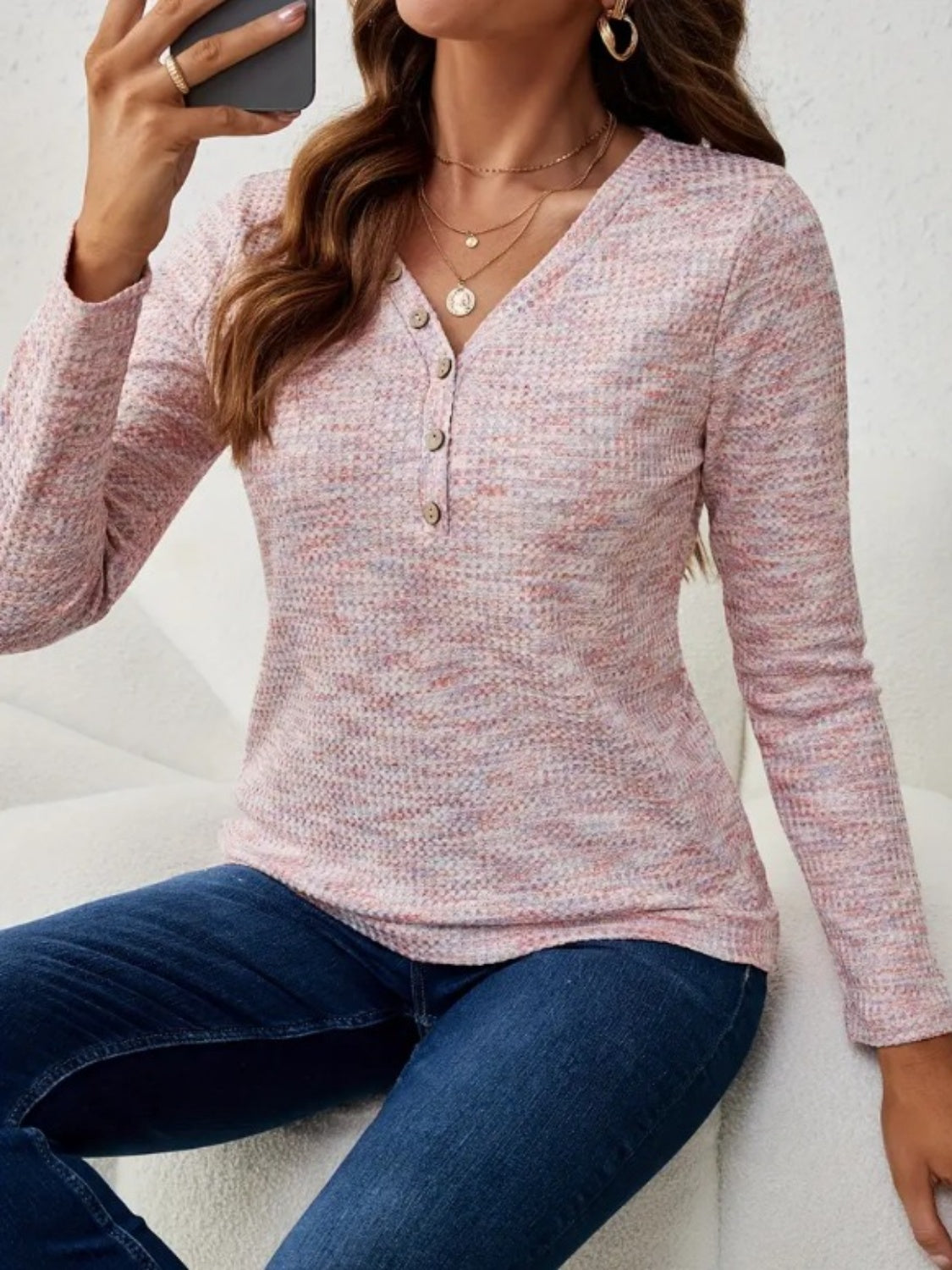 V-Neck Long Sleeve T-Shirt - Charming Charlie