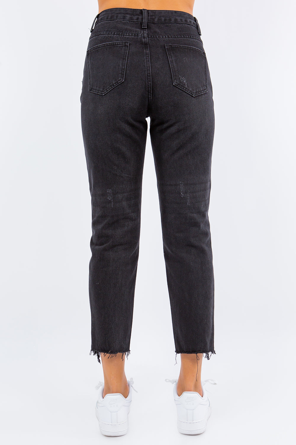 American Bazi High Waist Distressed Cropped Straight Jeans - Charming Charlie