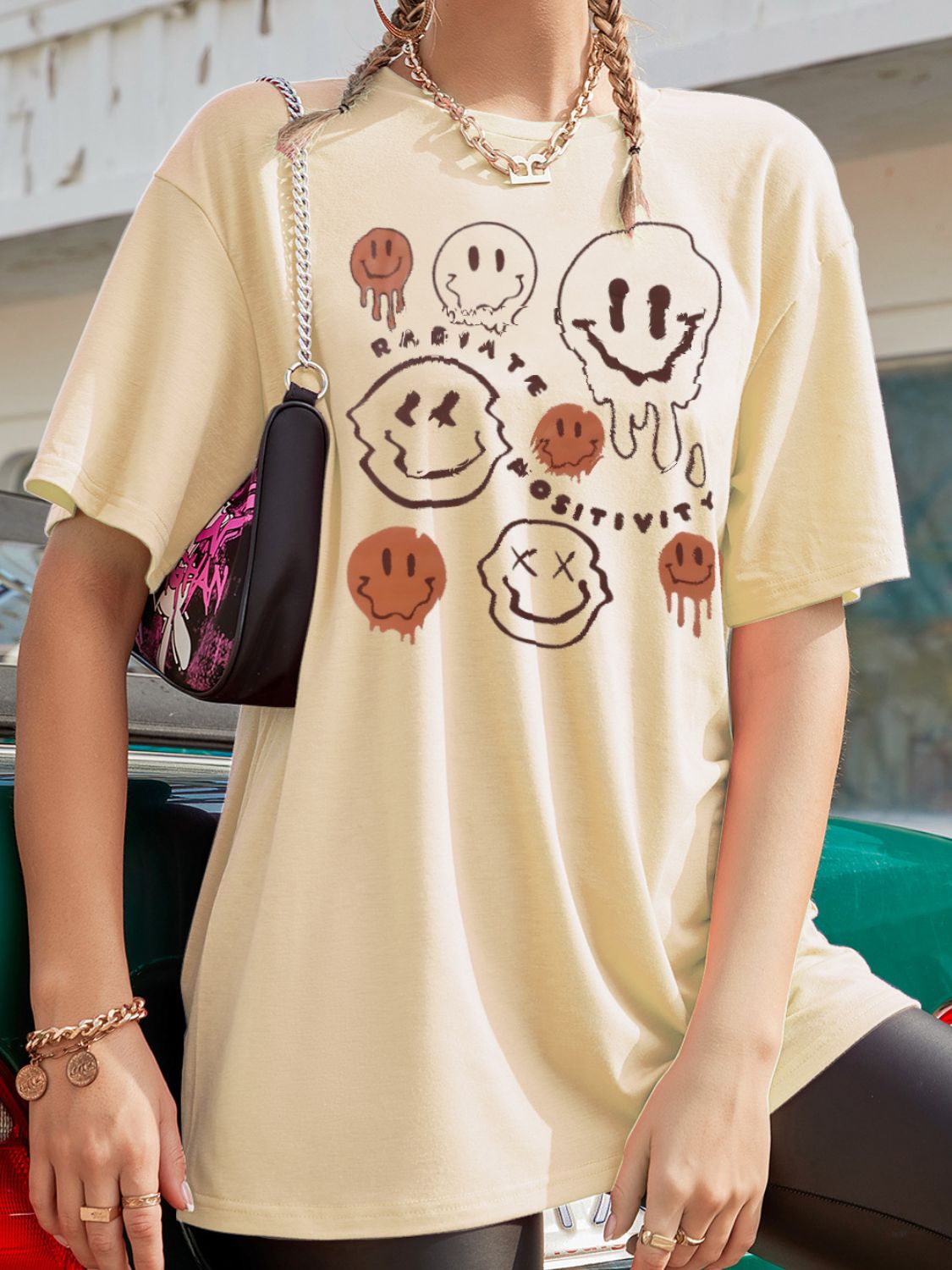 Graphic Round Neck Half Sleeve T-Shirt - Charming Charlie