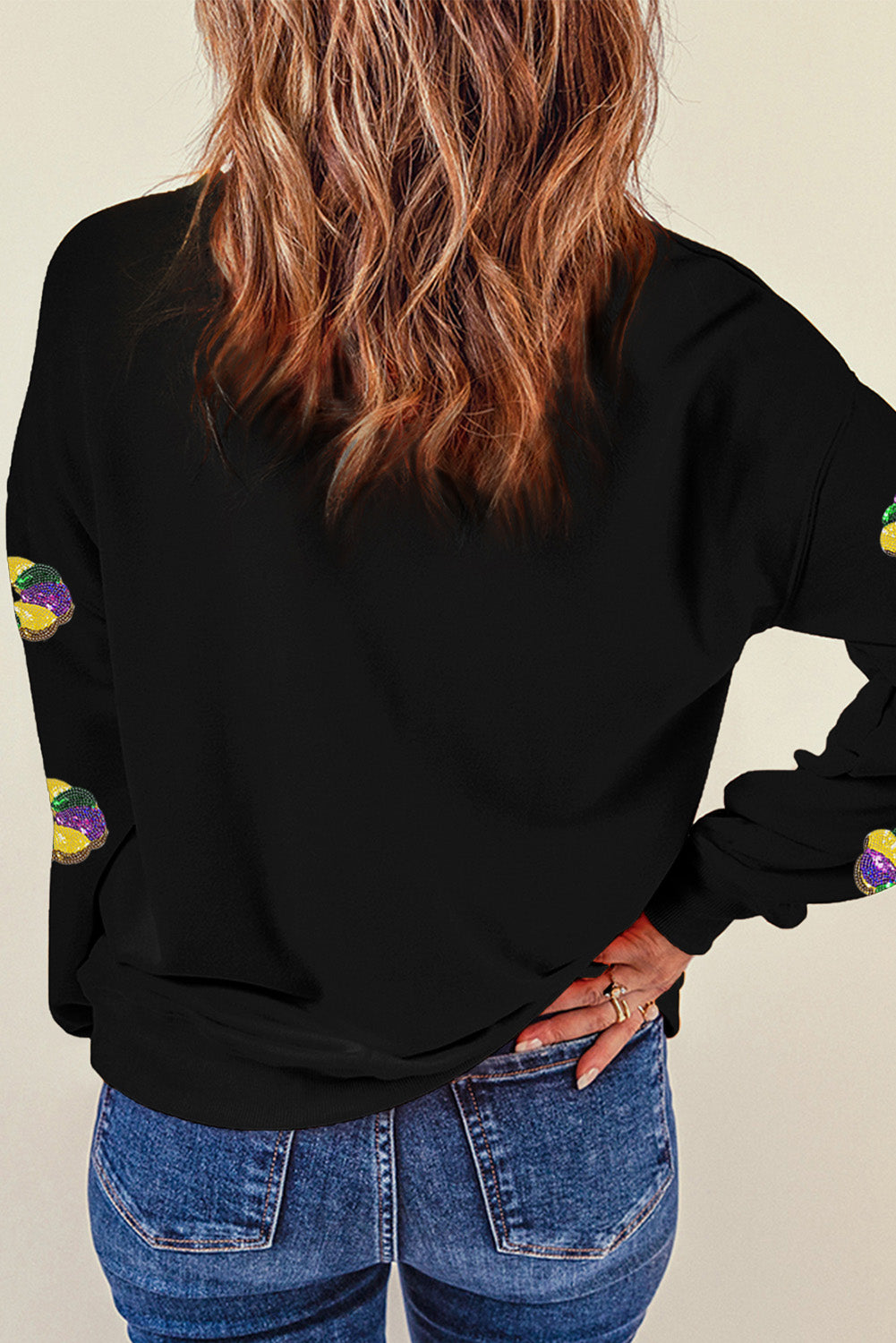 Sequin Round Neck Long Sleeve Sweatshirt - Charming Charlie