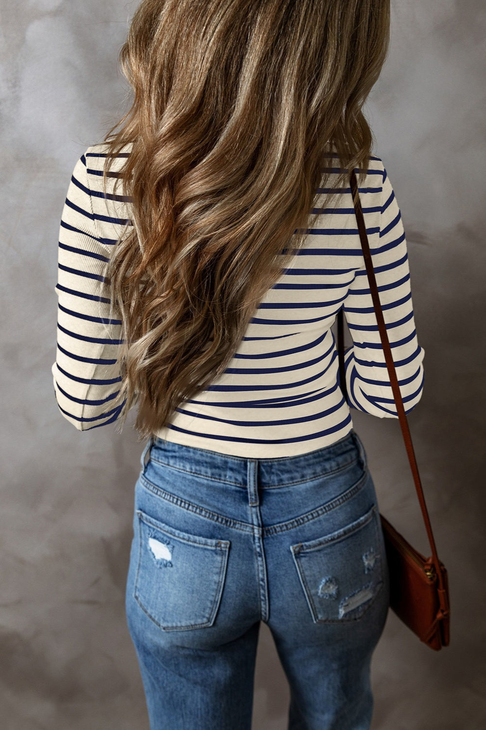 Striped V-Neck Long Sleeve Top - Charming Charlie