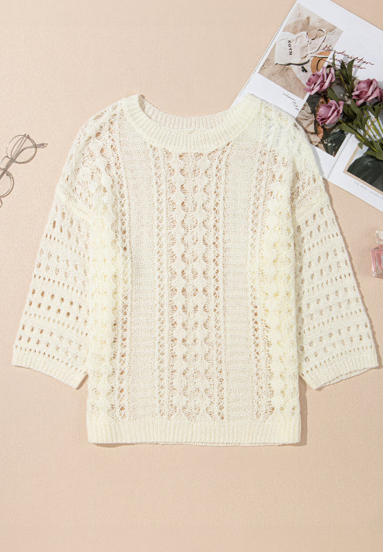 Hollow Out Drop Shoulder Sweater - Charming Charlie