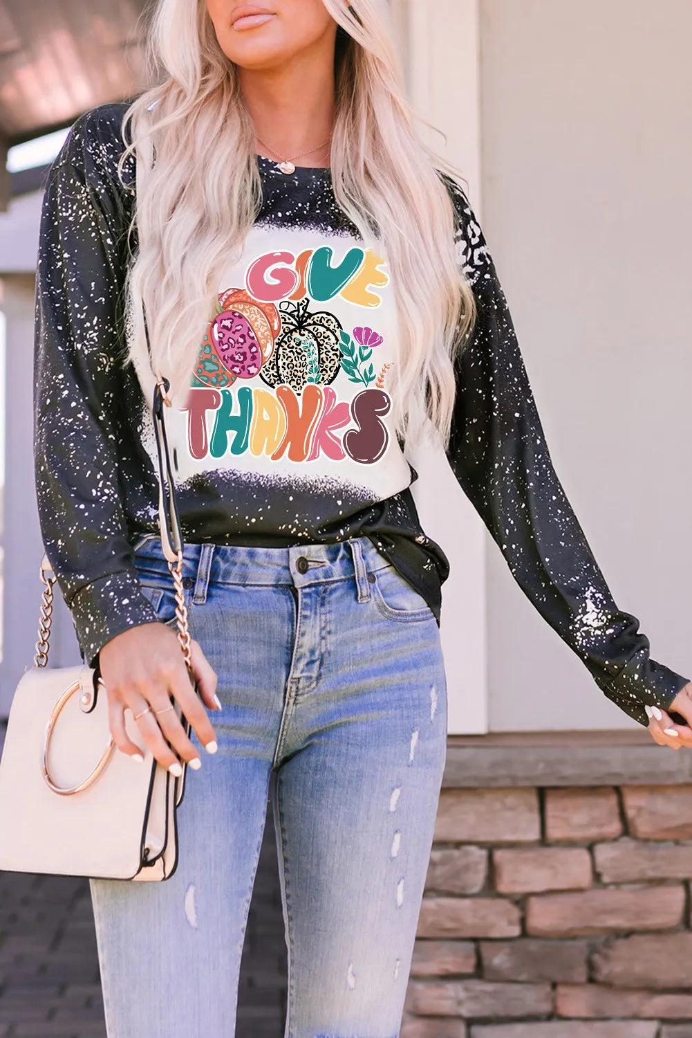 Pumpkin Graphic Round Neck Long Sleeve T-Shirt - Charming Charlie
