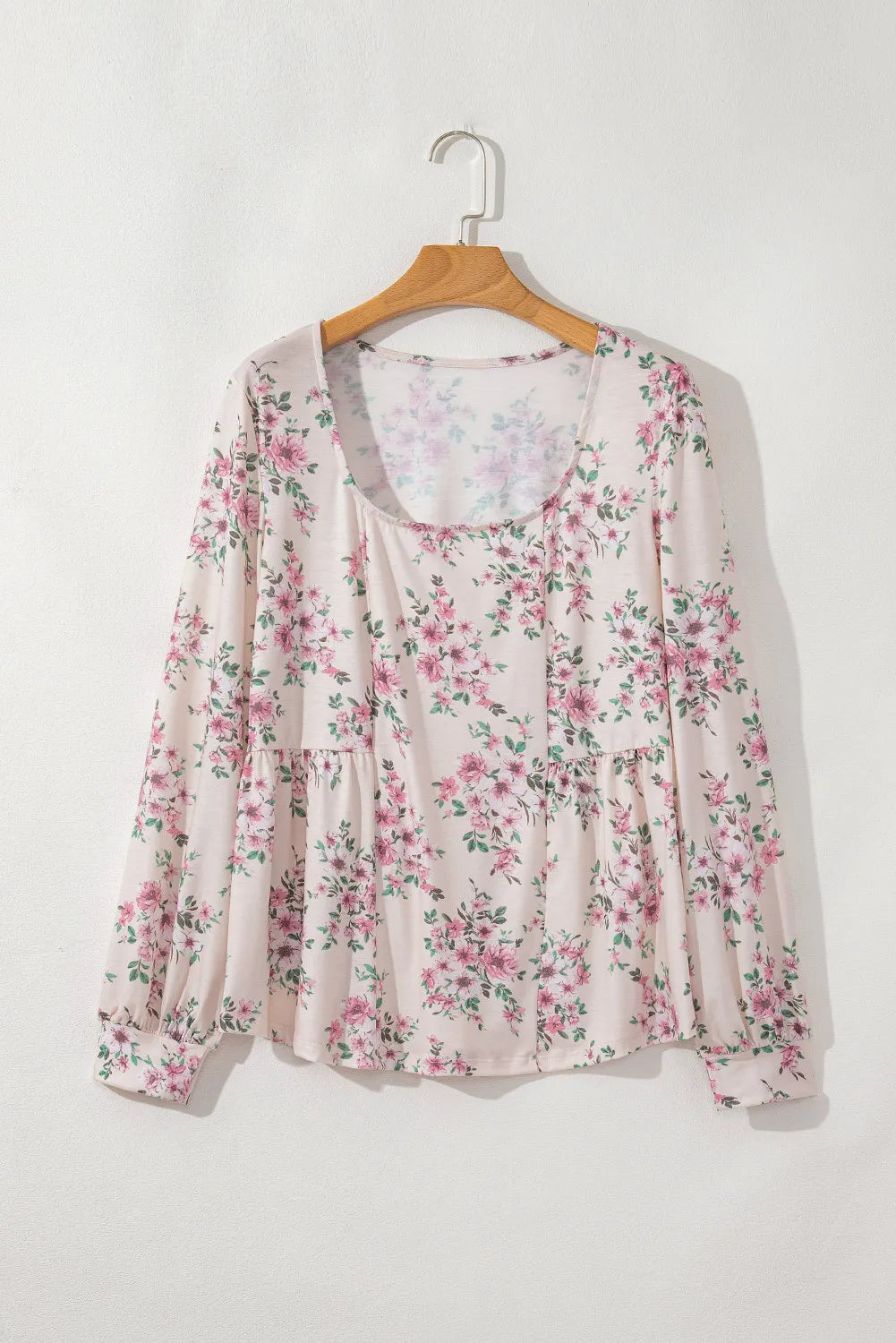 Printed Square Neck Long Sleeve Blouse - Charming Charlie