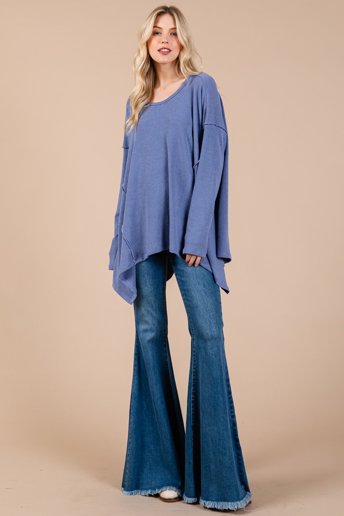 Ces Femme Asymmetrical Long Sleeve top - Charming Charlie