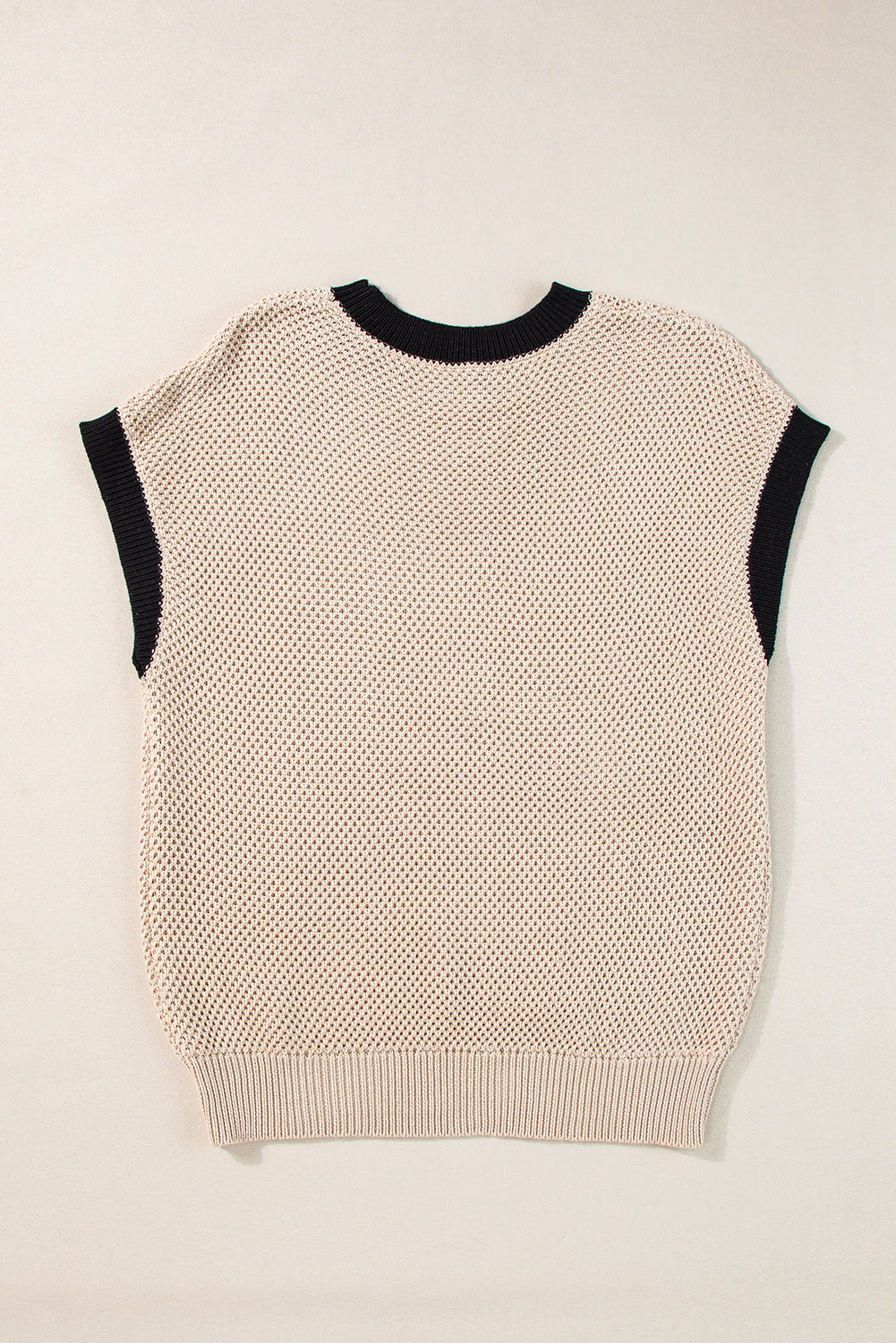 Contrast Trim Round Neck Cap Sleeve Knit Top - Charming Charlie