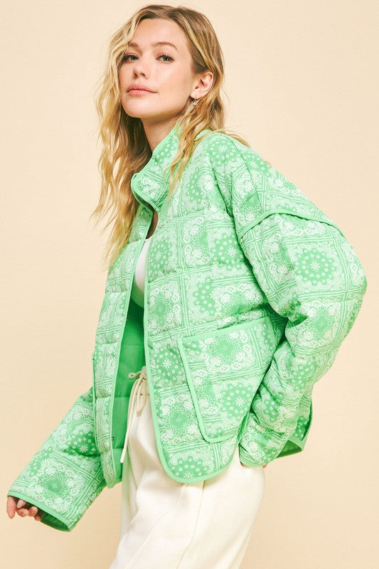 Davi & Dani Vintage Print Open Front Jacket with Pockets - Charming Charlie
