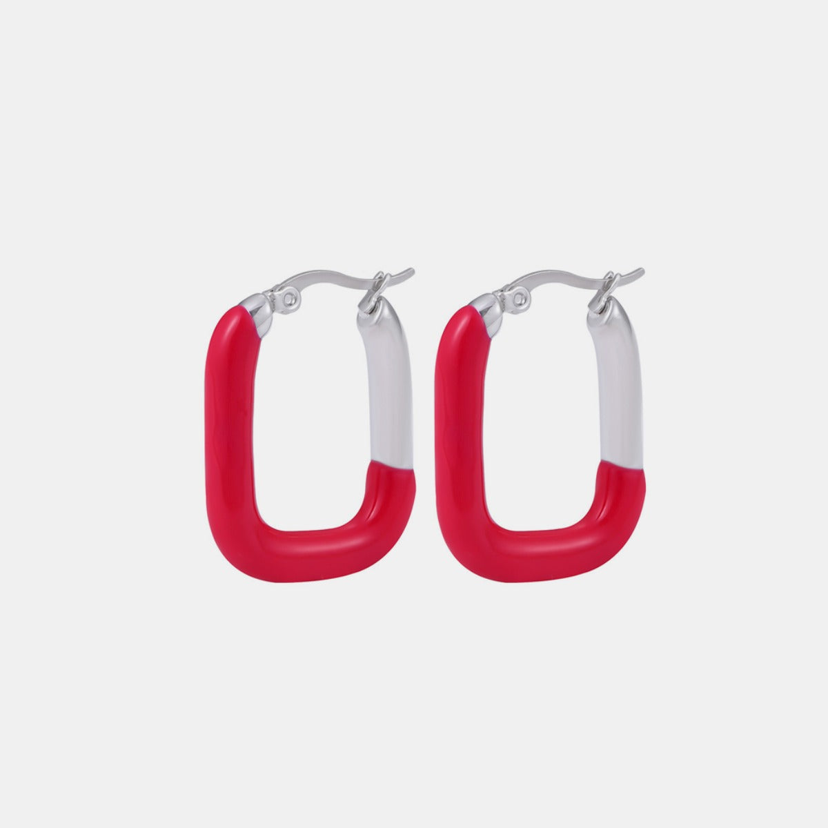 Stainless Steel Drip Oil Contrast Earring - Charming Charlie