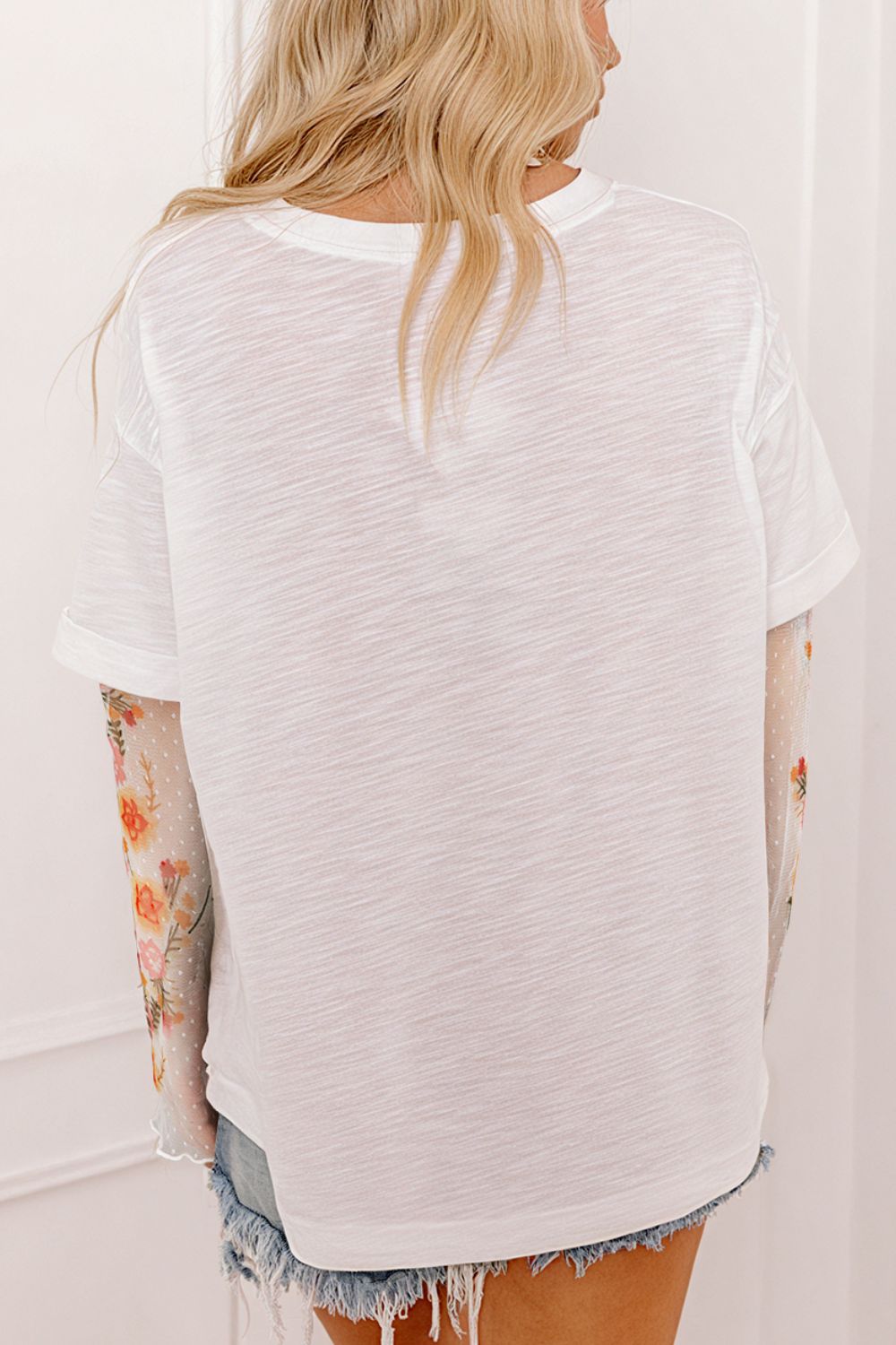 Faux Two Piece Floral Long Sleeve Patchwork Top - Charming Charlie