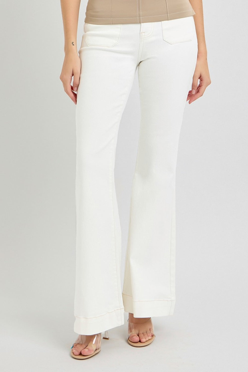 RISEN Full Size High Rise Front Patch Pocket Flare Jeans - Charming Charlie