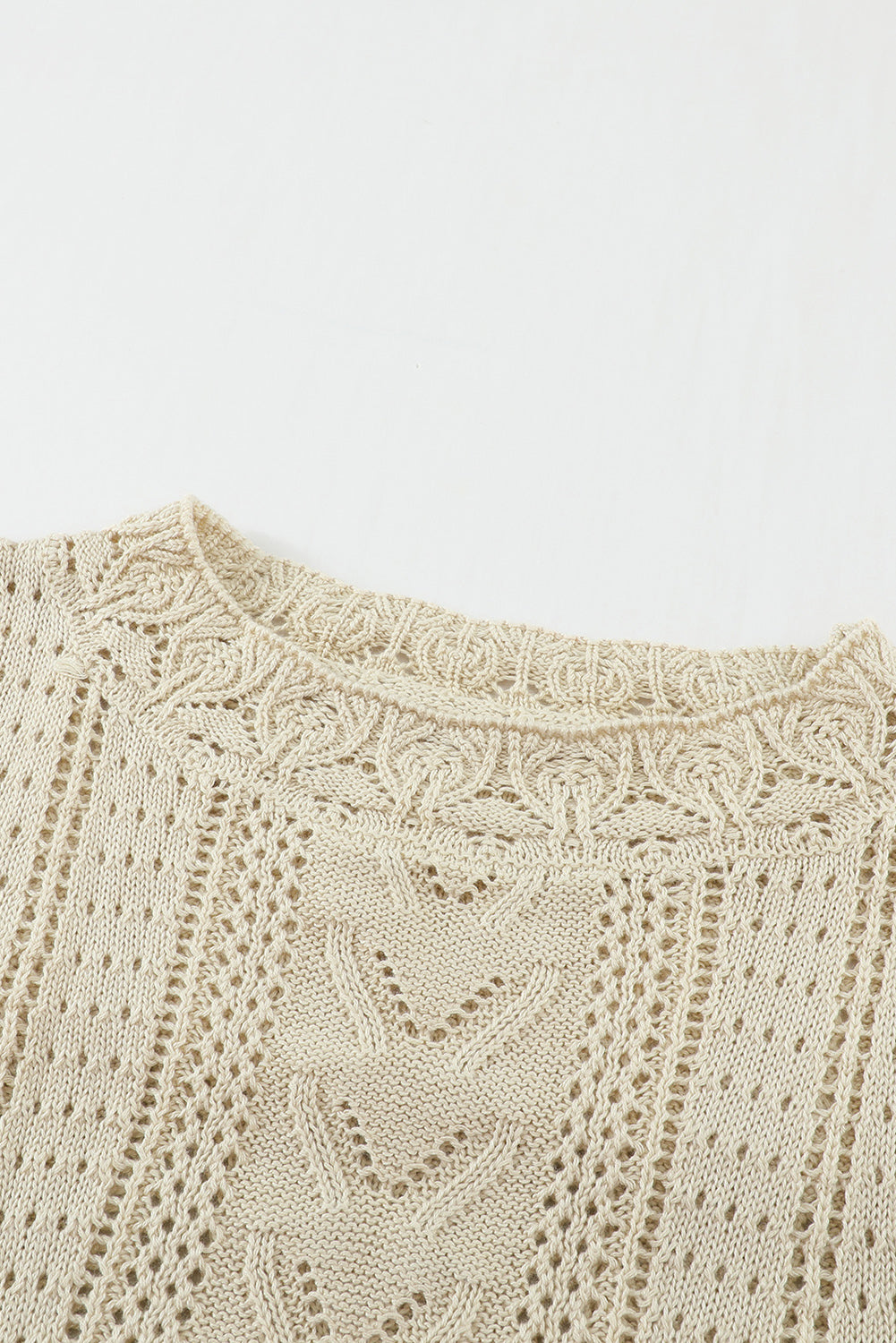 Openwork Round Neck Long Sleeve Sweater - Charming Charlie