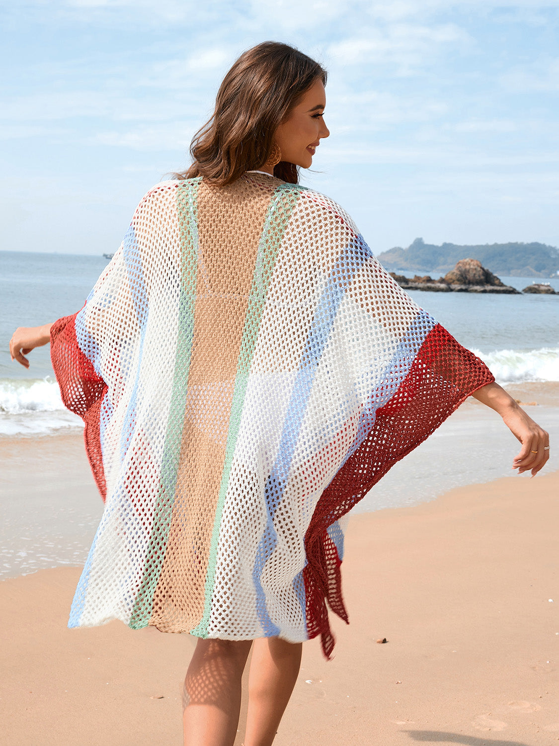 Openwork Color Block Plunge Cover-Up - Charming Charlie