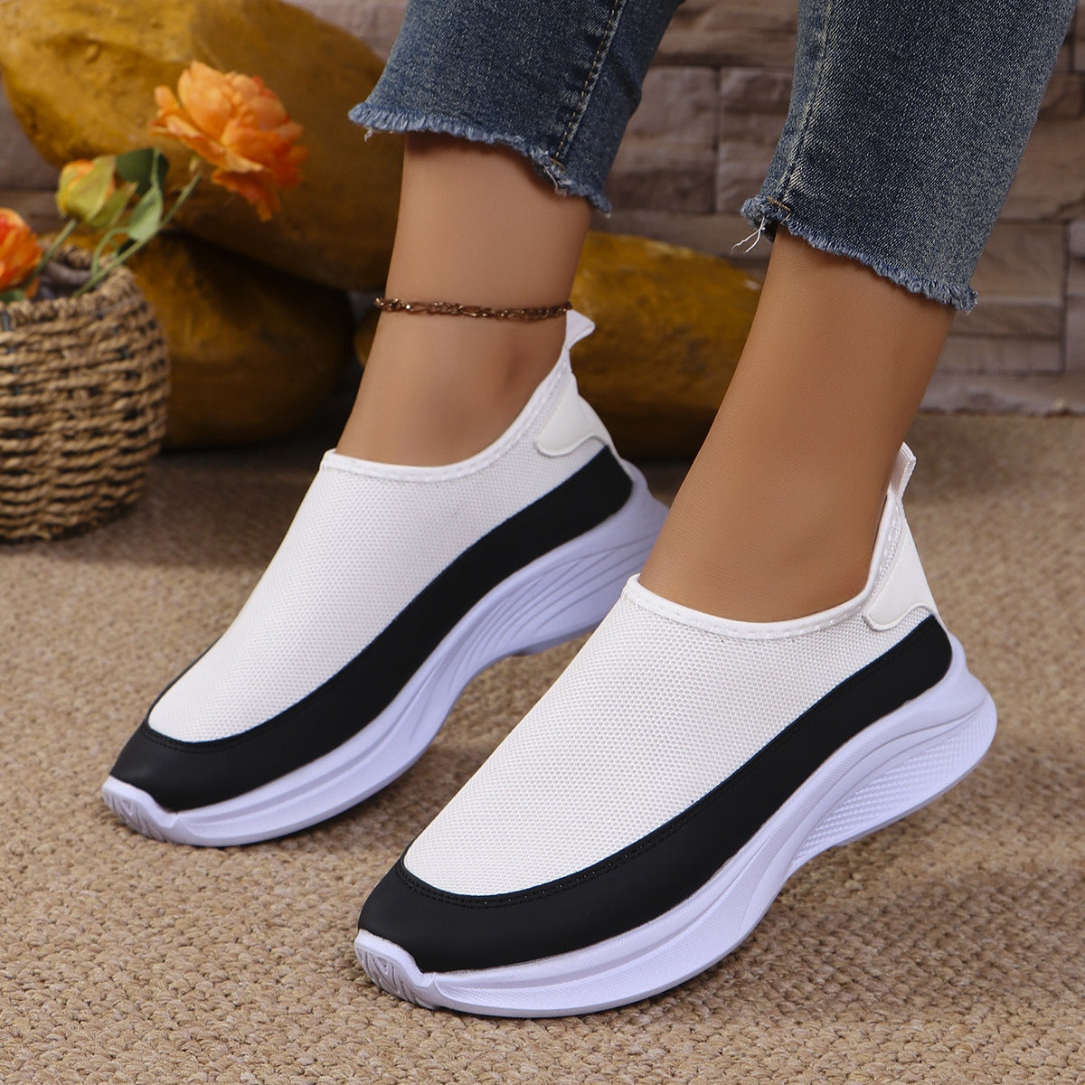 Mesh Contrast Flat Slip-Ons - Charming Charlie
