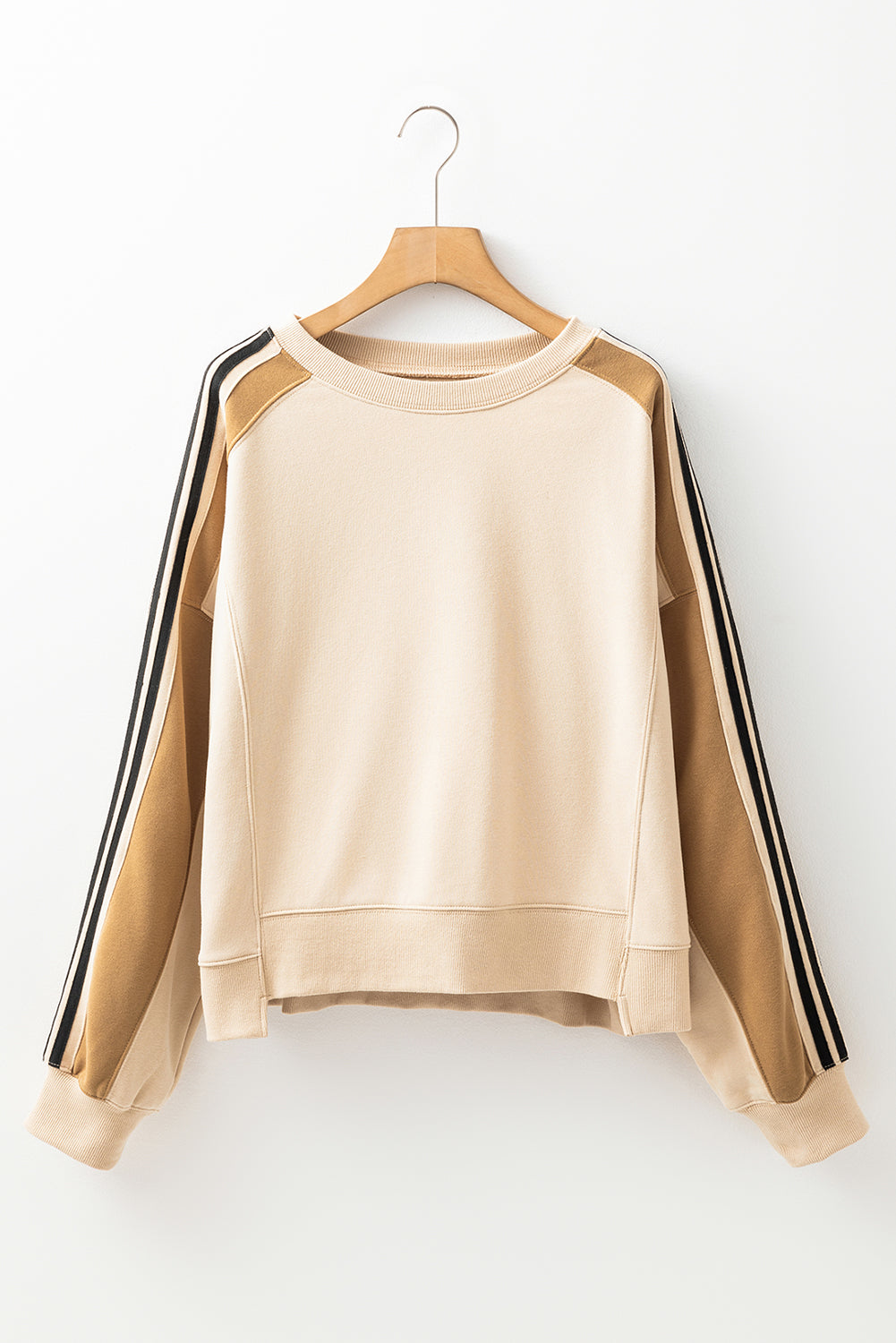 Contrast Round Neck Long Sleeve Sweatshirt - Charming Charlie