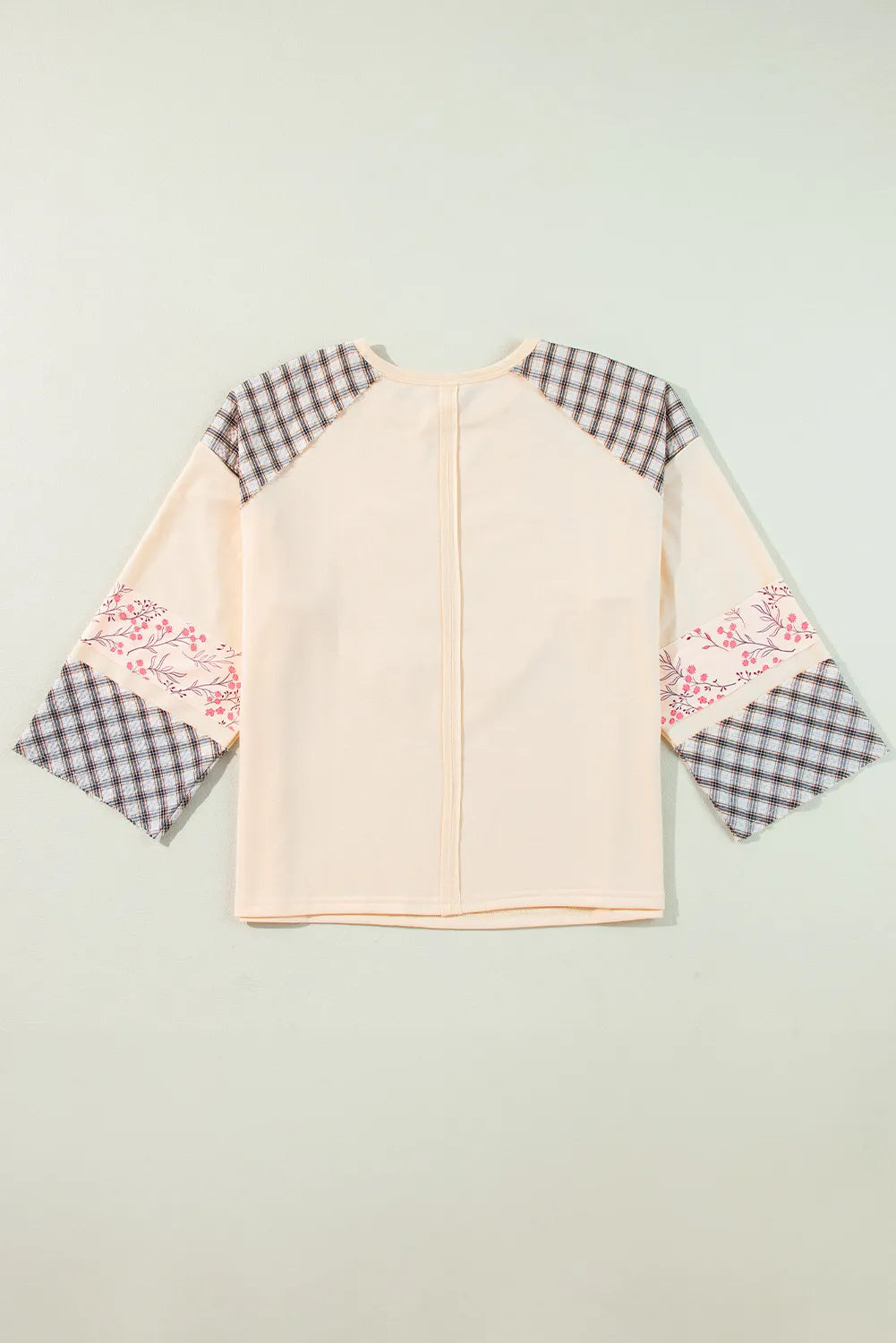 Heart Plaid Round Neck Long Sleeve Blouse - Charming Charlie