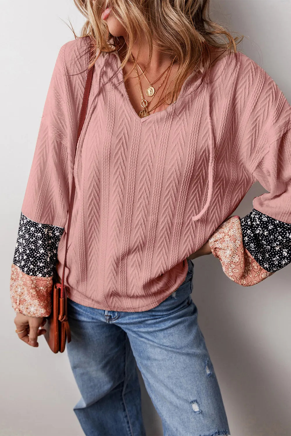 Drawstring Color Block Hooded Long Sleeve Top - Charming Charlie