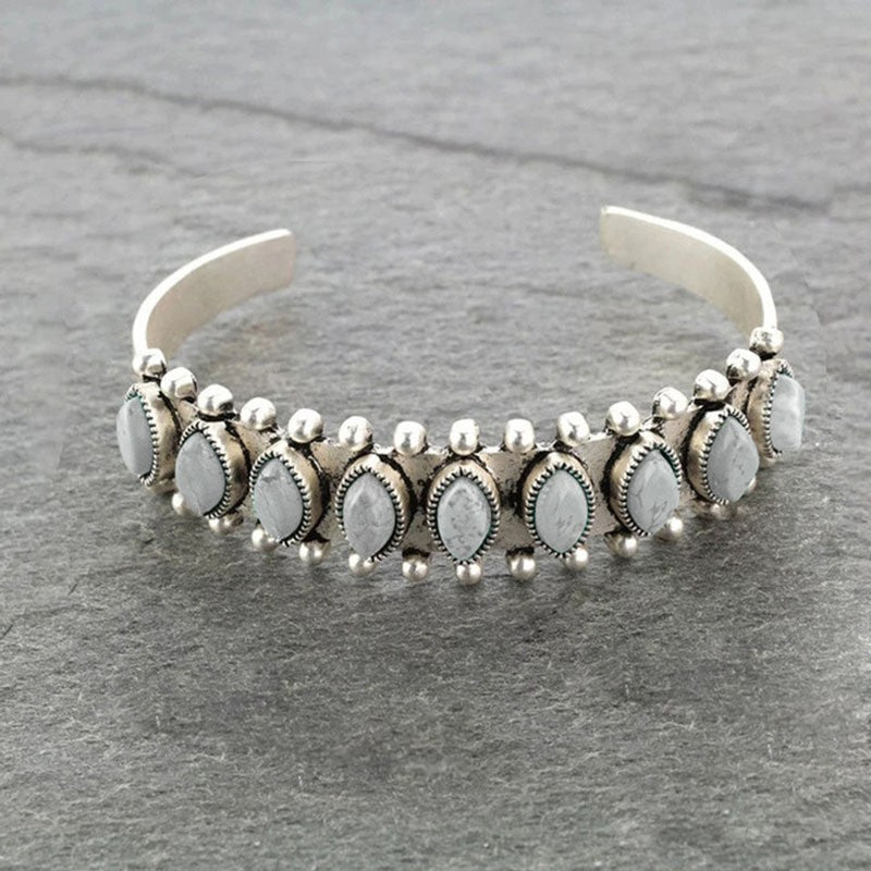 Artificial Turquoise Alloy Open Bracelet - Charming Charlie