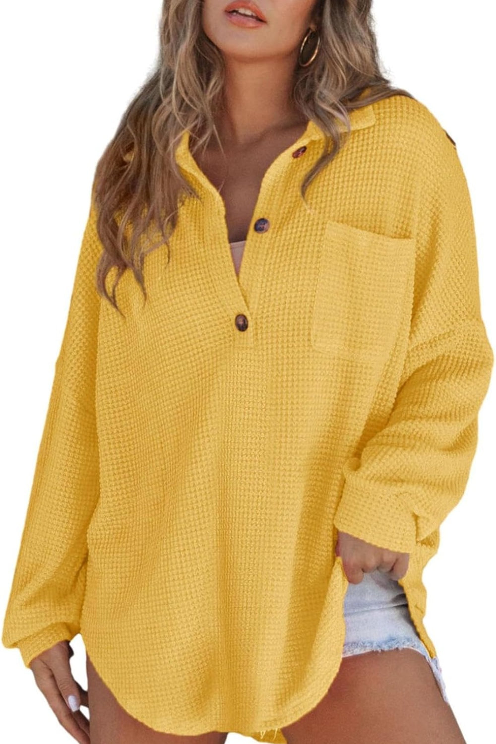 Half Button Long Sleeve Sweatshirt - Charming Charlie