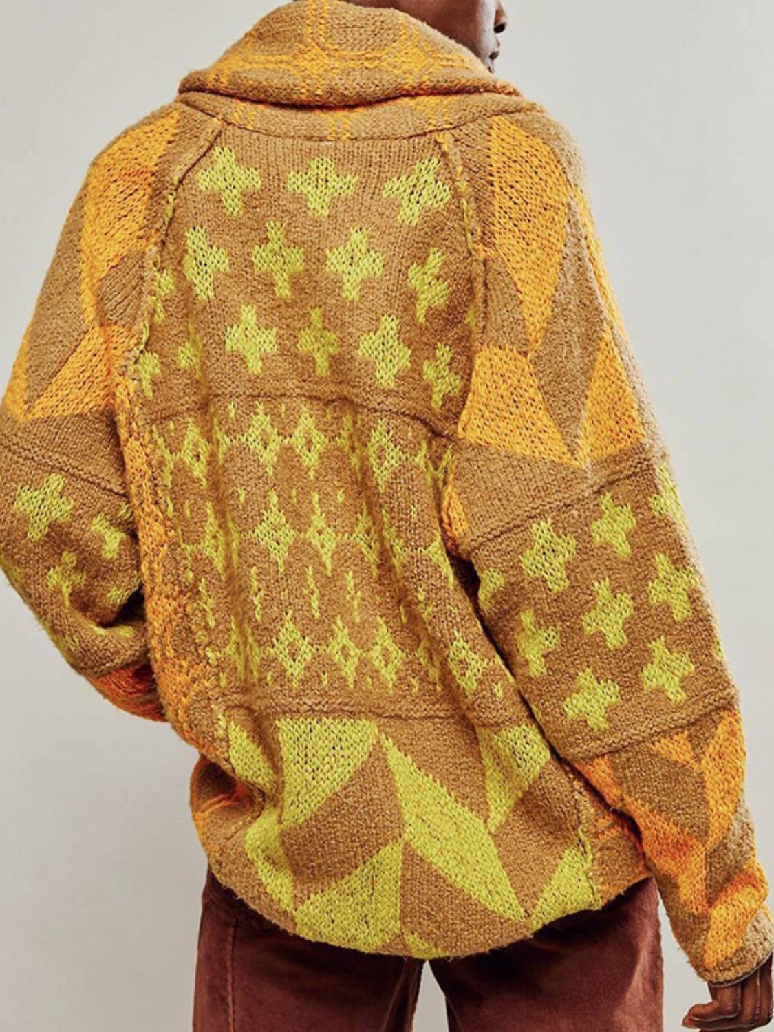 Collared Neck Long Sleeve Cardigan - Charming Charlie