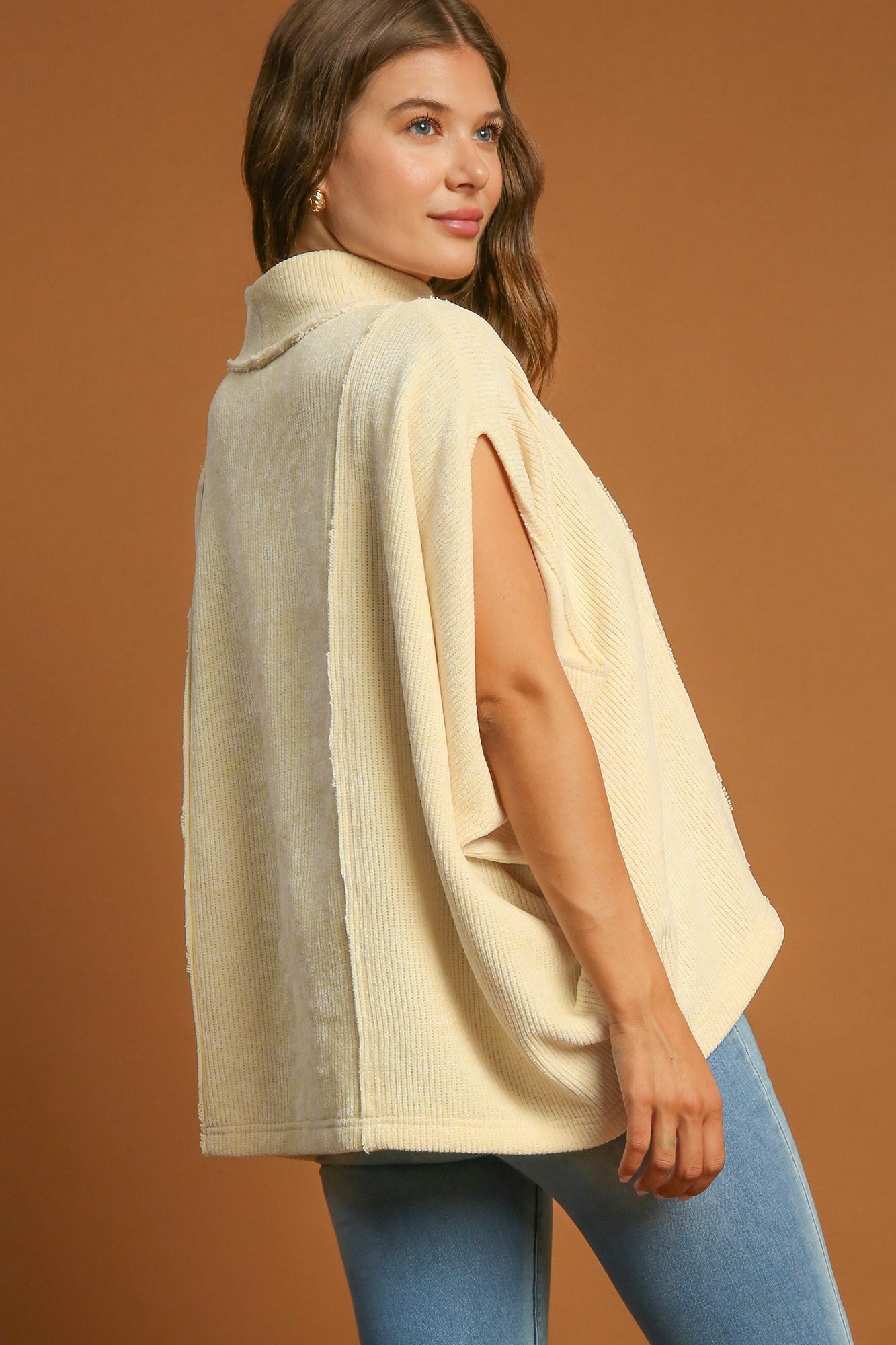 Umgee Solid Color Mock Neck Short Sleeve Top - Charming Charlie