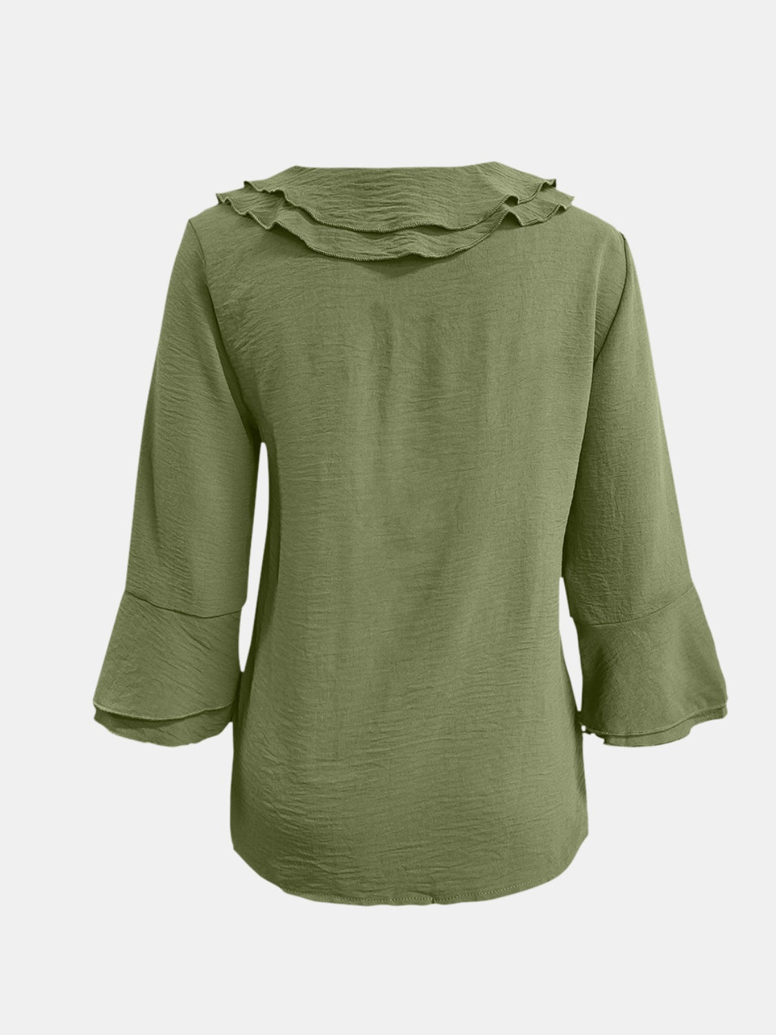 Full Size Ruffled V-Neck Flounce Sleeve Blouse - Charming Charlie