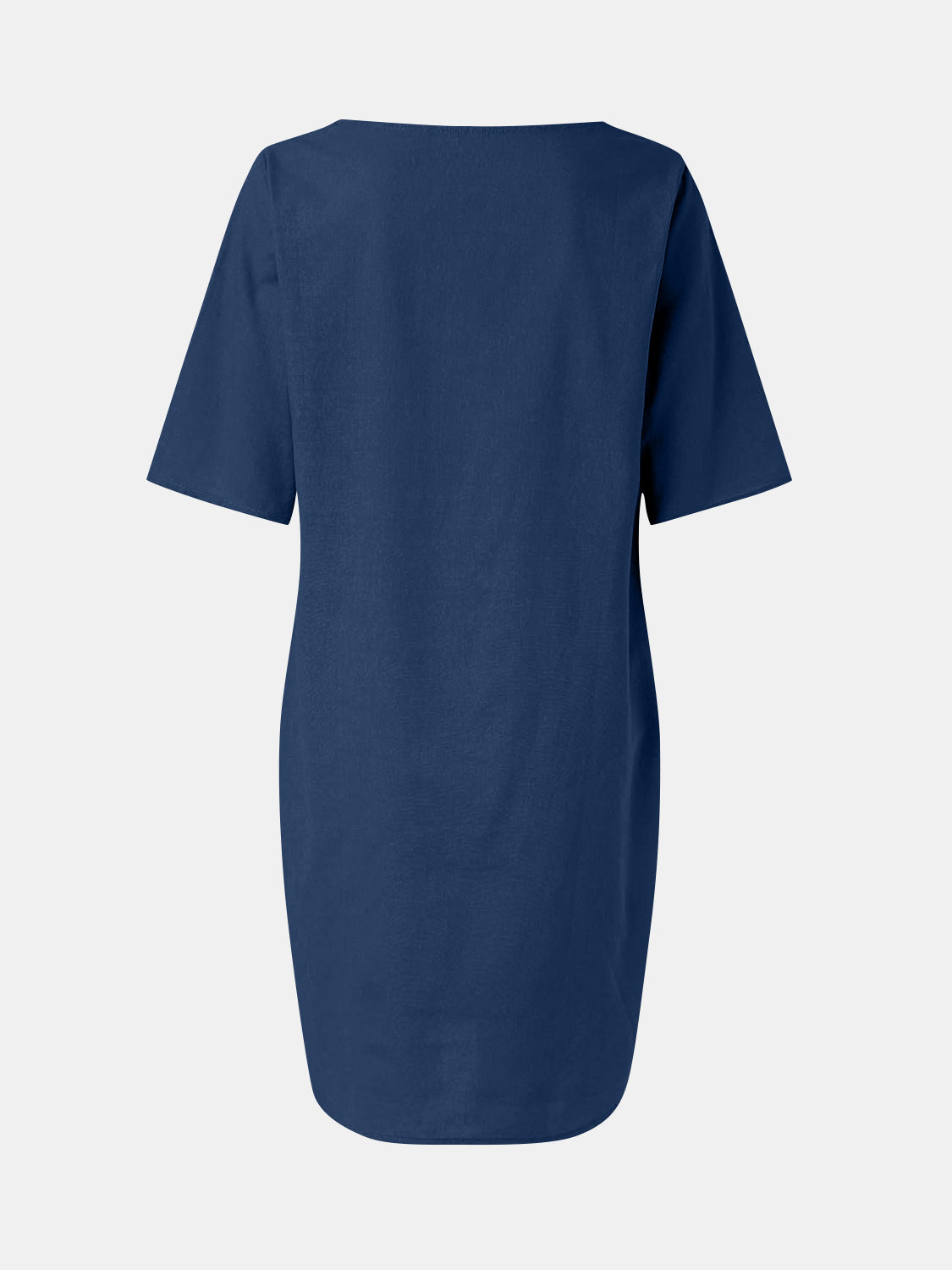 Full Size Round Neck Half Sleeve Dress with Pockets - Charming Charlie