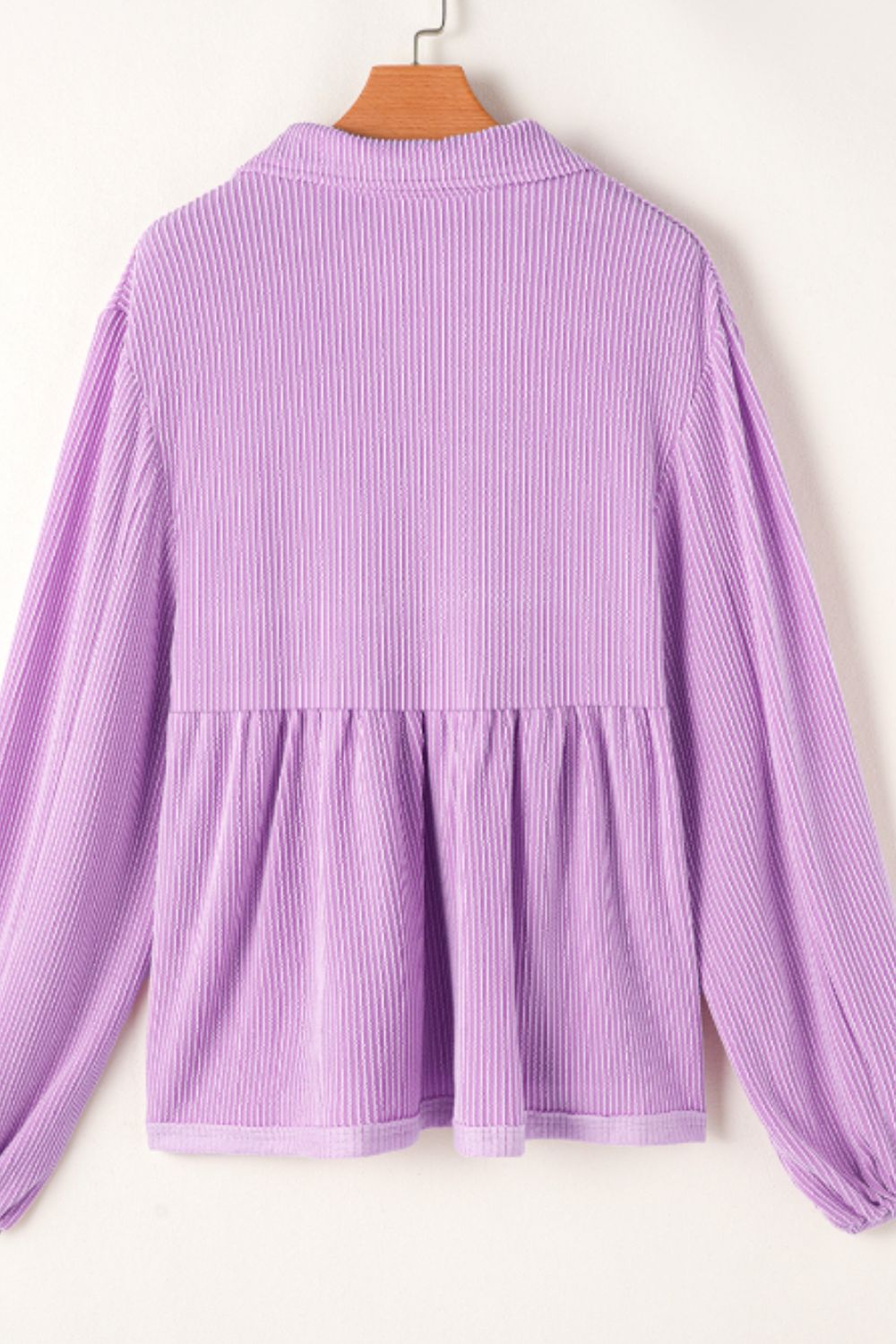 Corded Johnny Collar Long Sleeve Babydoll Blouse - Charming Charlie