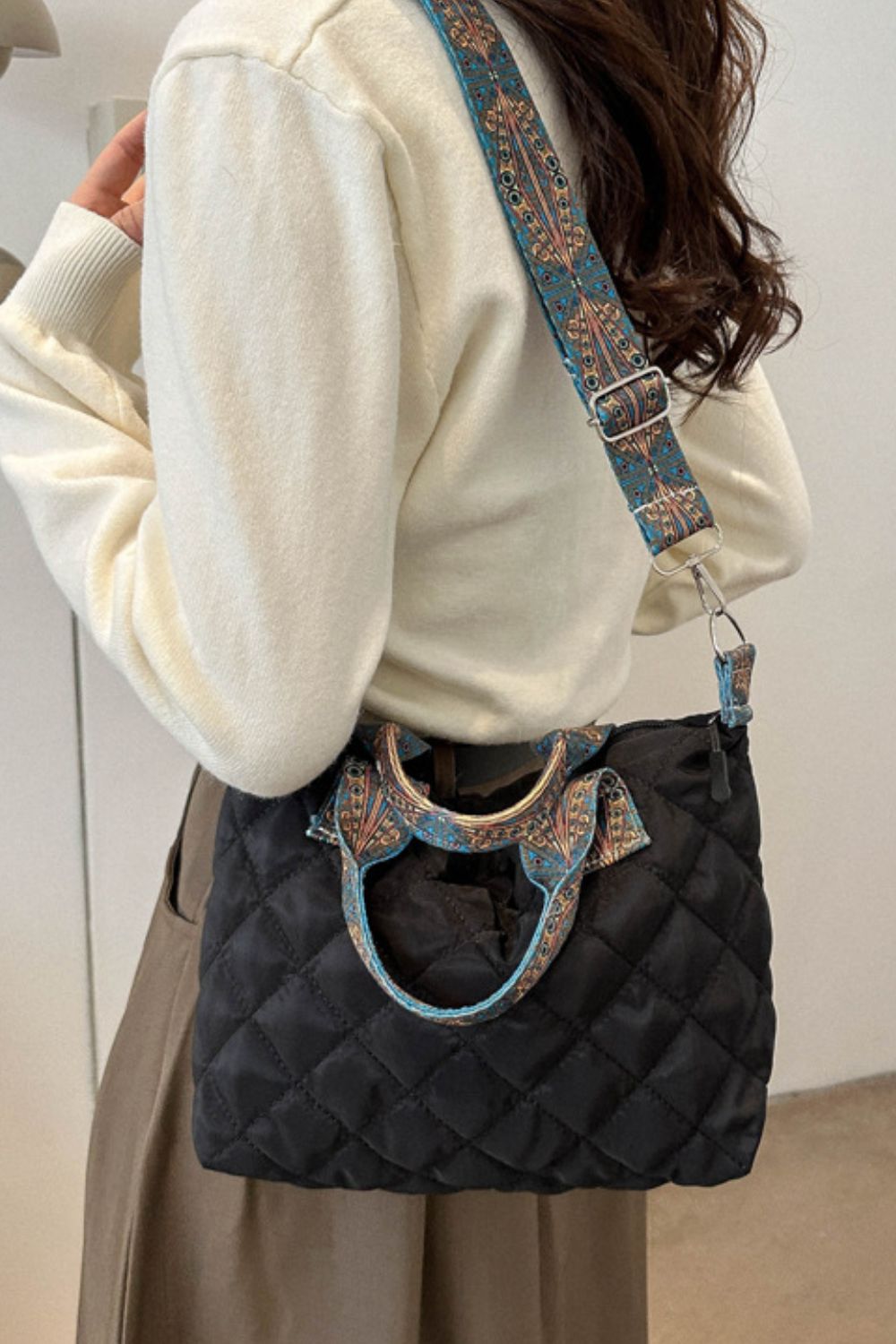 Bubble Textured Printed Strap Handbag - Charming Charlie