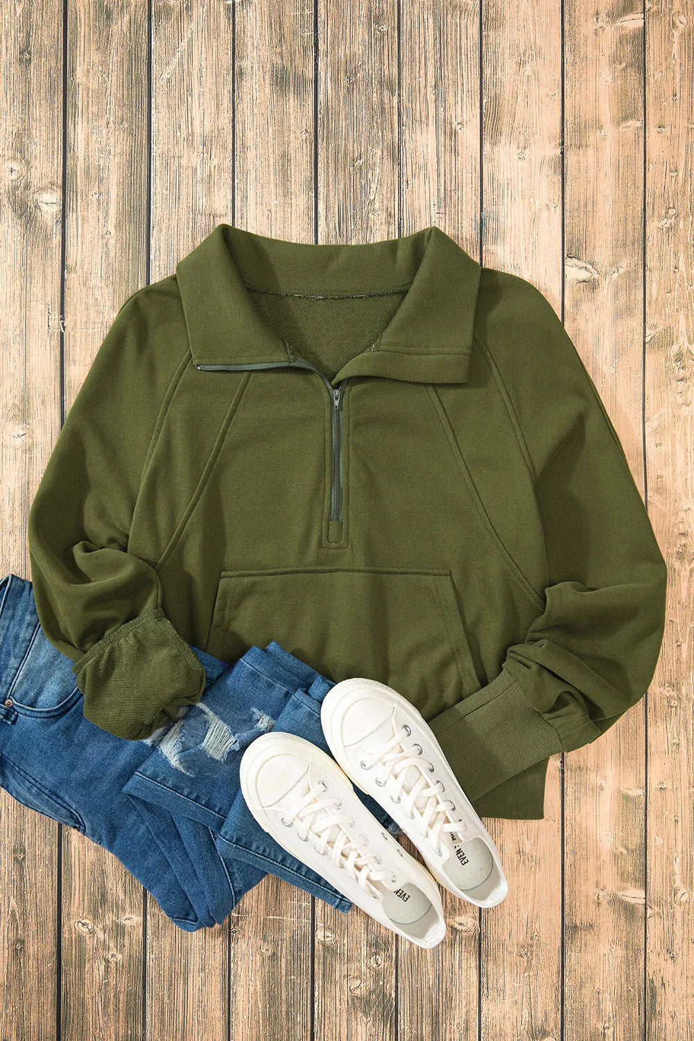 Half Zip Long Sleeve Sweatshirt - Charming Charlie