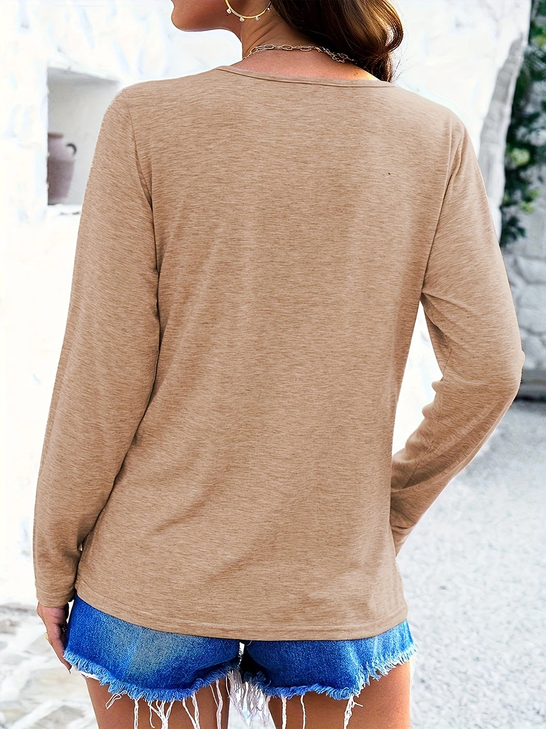 Crisscross V-Neck Long Sleeve T-Shirt - Charming Charlie