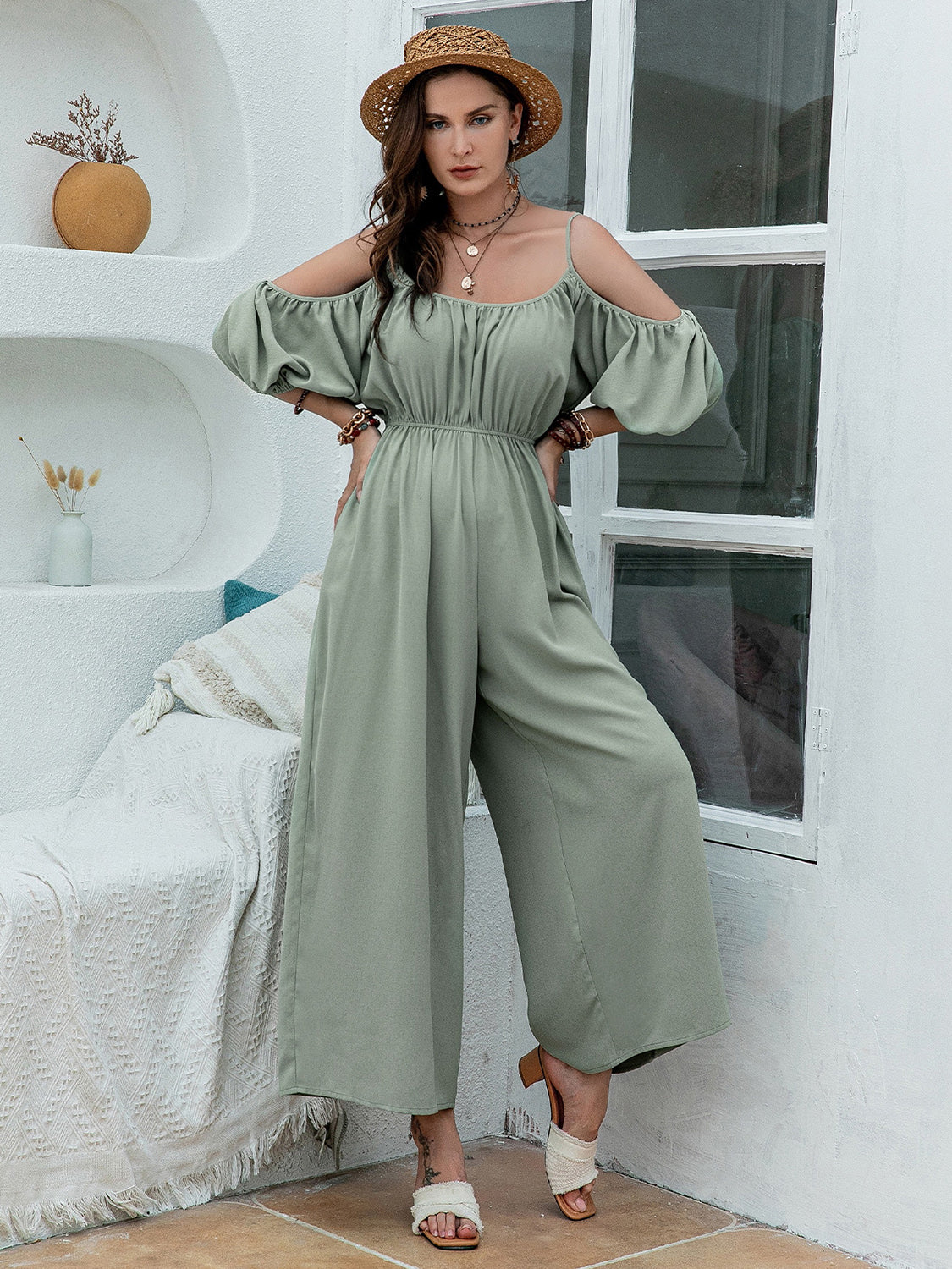 Spaghetti Strap Wide Leg Jumpsuit - Charming Charlie