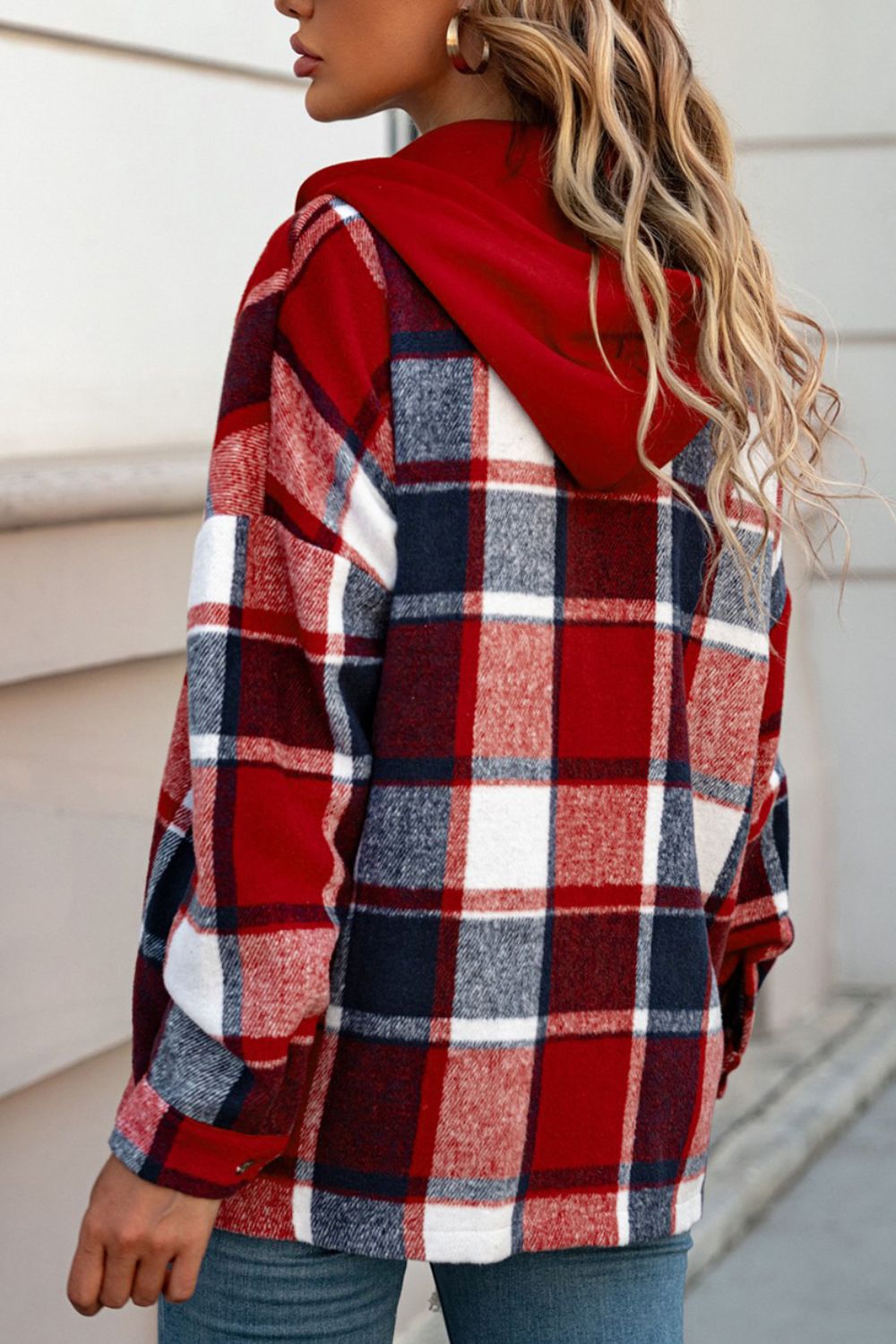 Plaid Button Up Hooded Shacket - Charming Charlie