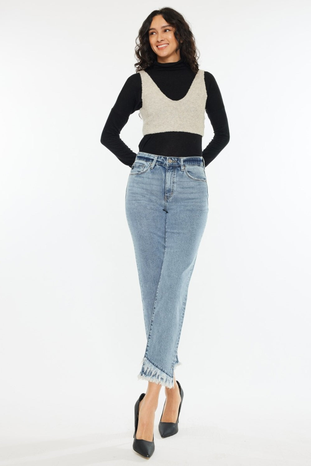 Kancan Raw Hem High Rise Straight Jeans - Charming Charlie