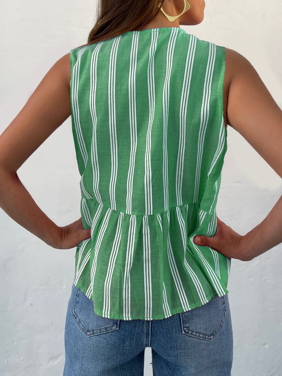 Tied Striped Round Neck Tank - Charming Charlie