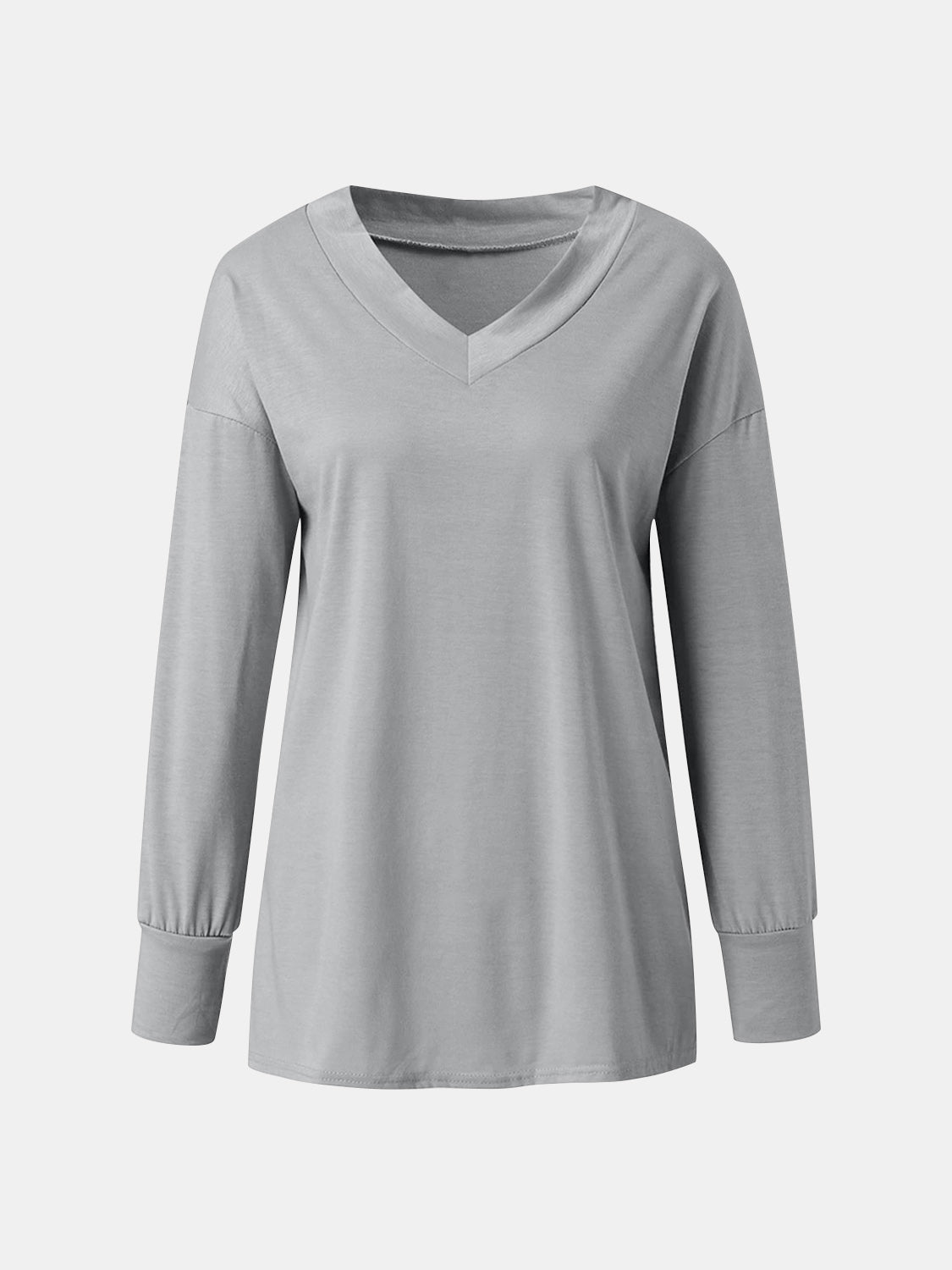 Full Size V-Neck Long Sleeve T-Shirt - Charming Charlie