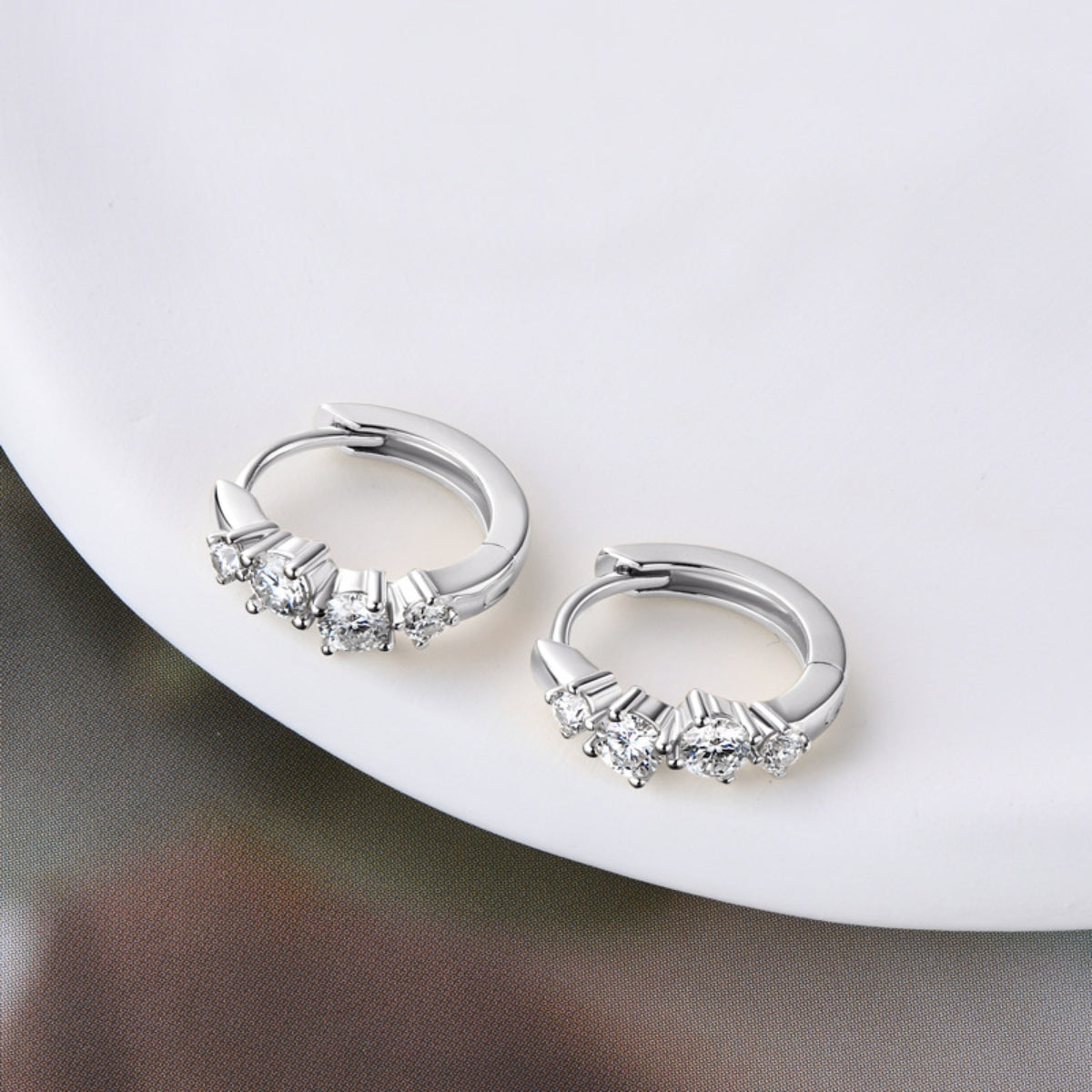 925 Sterling Silver Moissanite Huggie Earrings - Charming Charlie