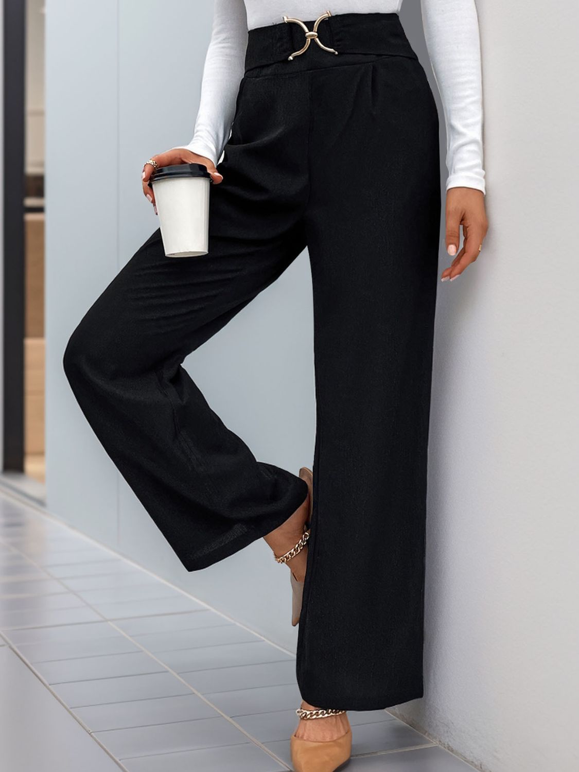 High Waist Straight Leg Pants - Charming Charlie