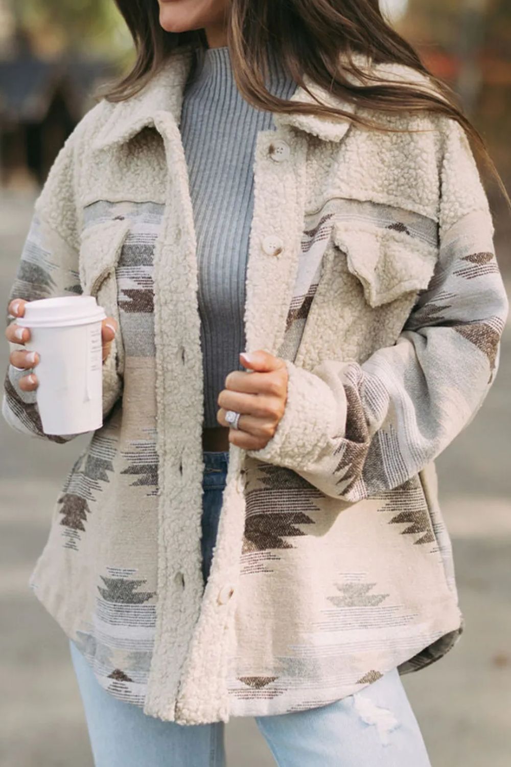 Button Up Long Sleeve Jacket - Charming Charlie