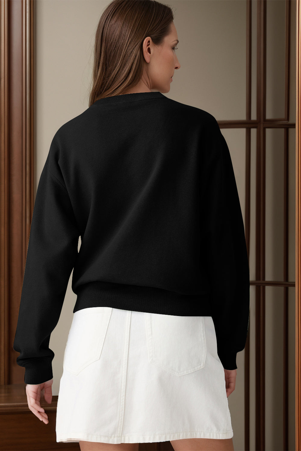 Round Neck Long Sleeve Sweatshirt - Charming Charlie