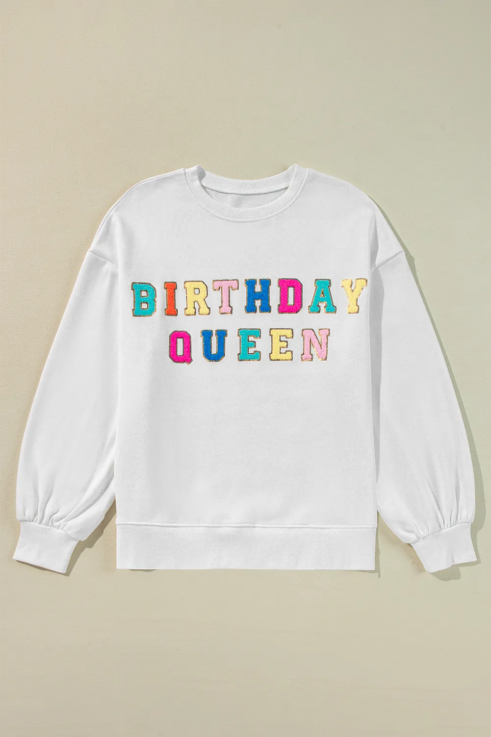 BIRTHDAY QUEEN Sequin Round Neck Long Sleeve Sweatshirt - Charming Charlie