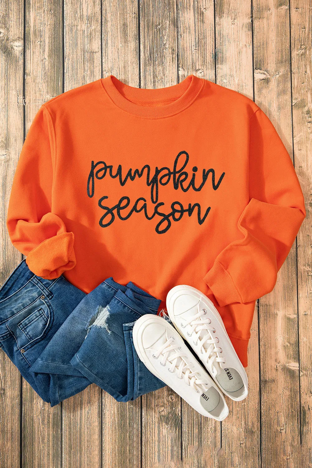 Letter Round Neck Long Sleeve Sweatshirt - Charming Charlie
