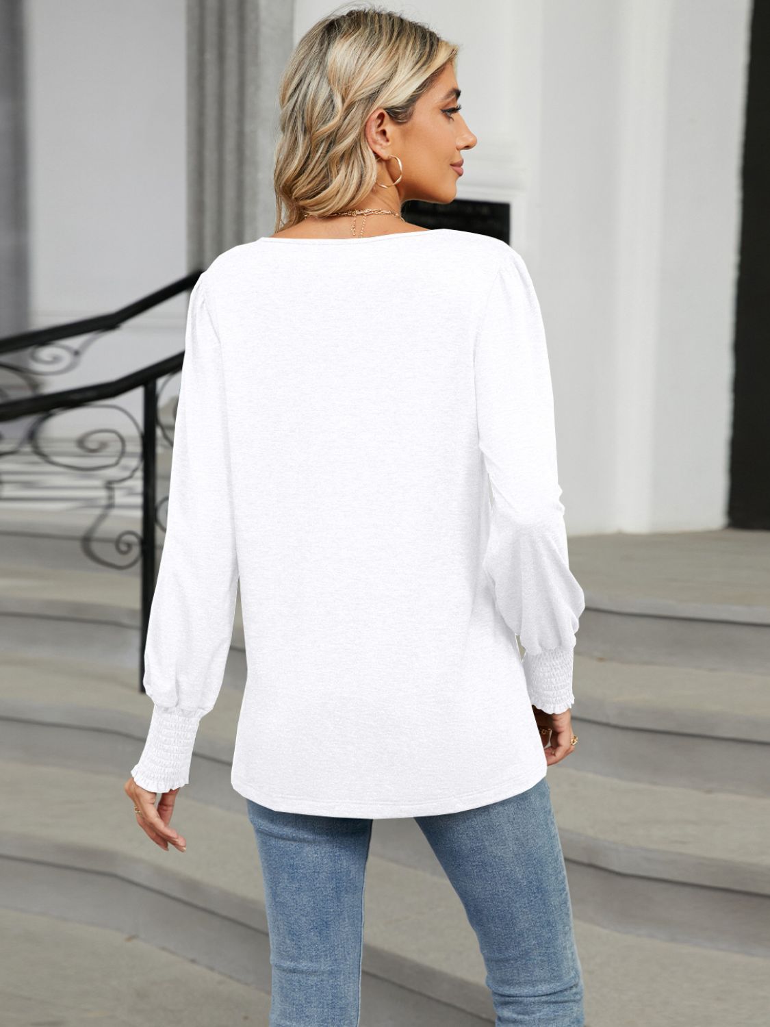 V-Neck Lantern Sleeve T-Shirt - Charming Charlie
