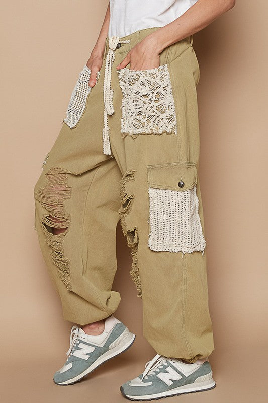 POL Crochet Patch Distressed Washed Jeans - Charming Charlie