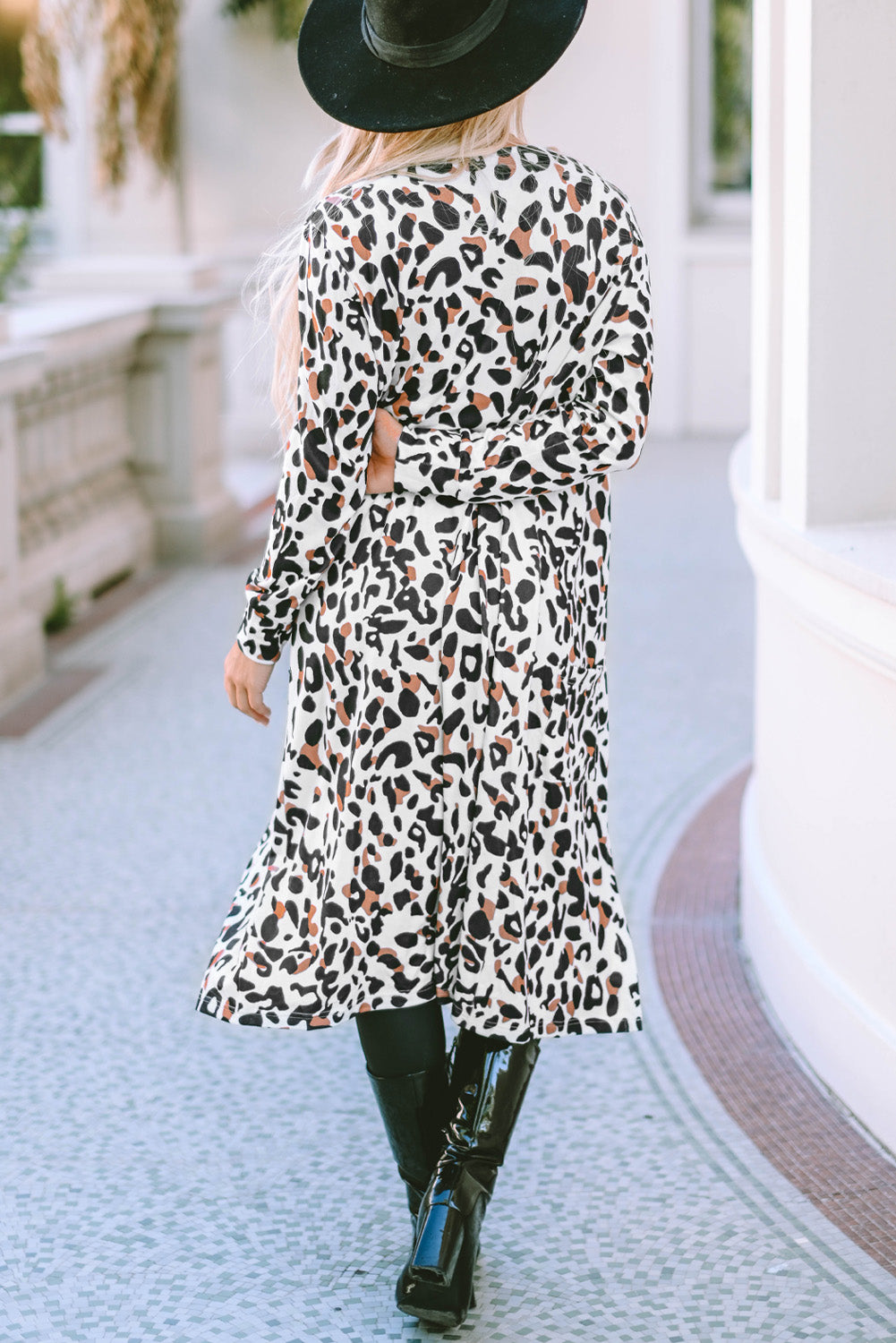 Leopard Open Front Long Sleeve Cover Up - Charming Charlie