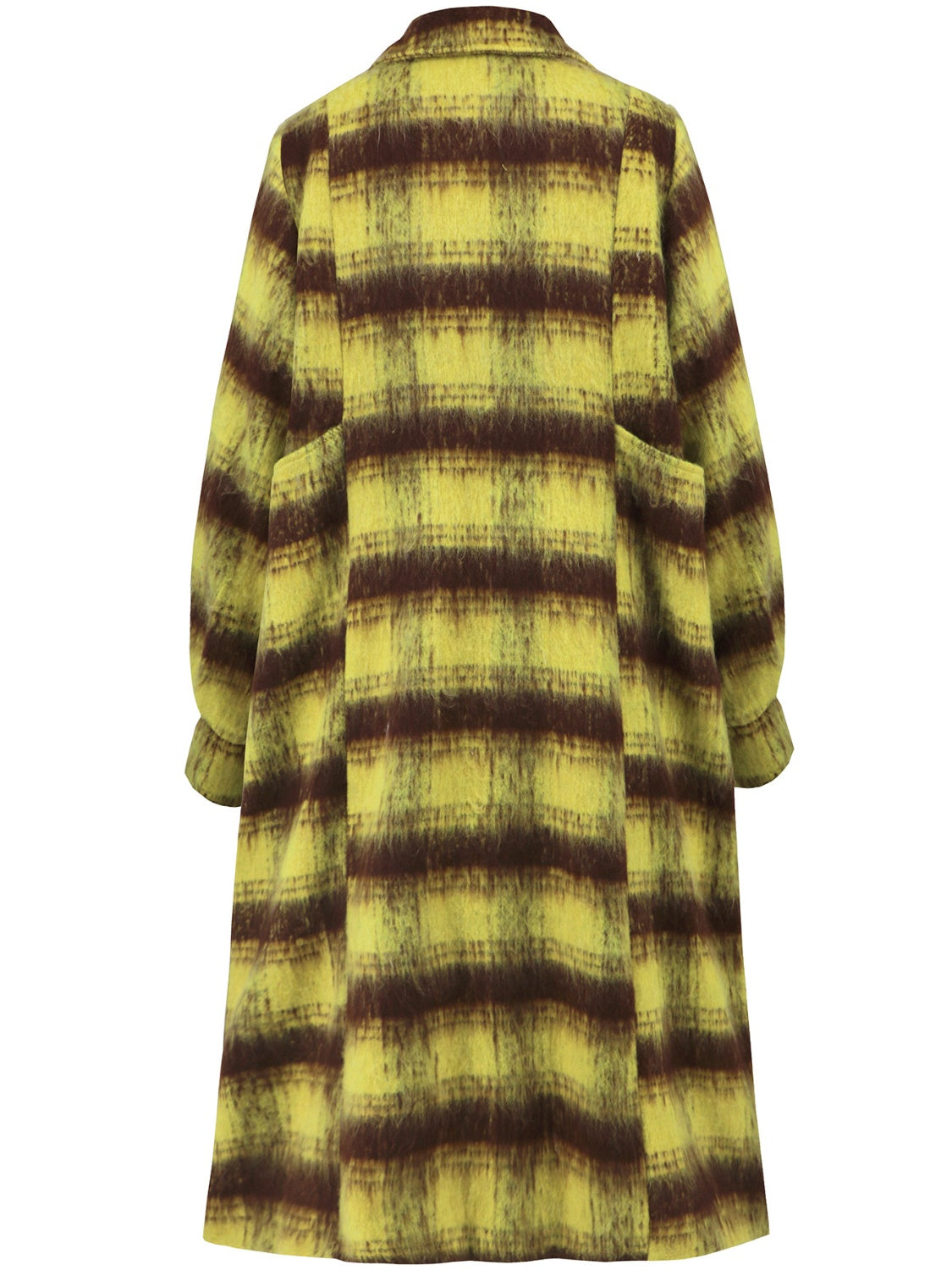 Contrast Double-Breasted Long Sleeve Longline Coat - Charming Charlie