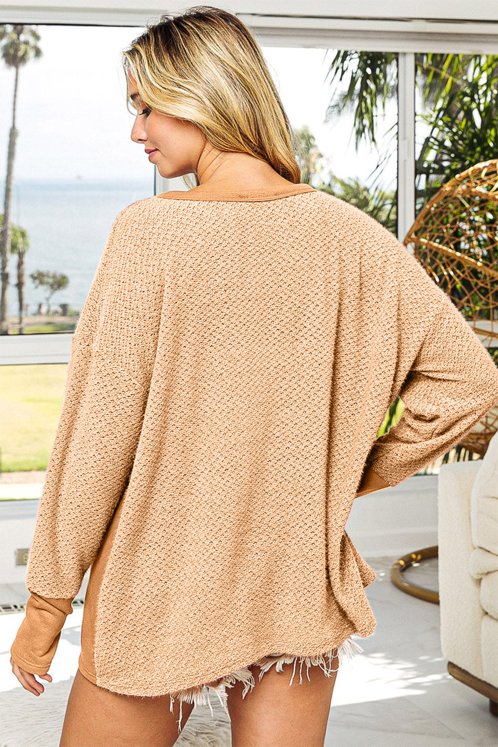 BiBi Thumb Opening Long Sleeve Top with Kangaroo Pocket - Charming Charlie