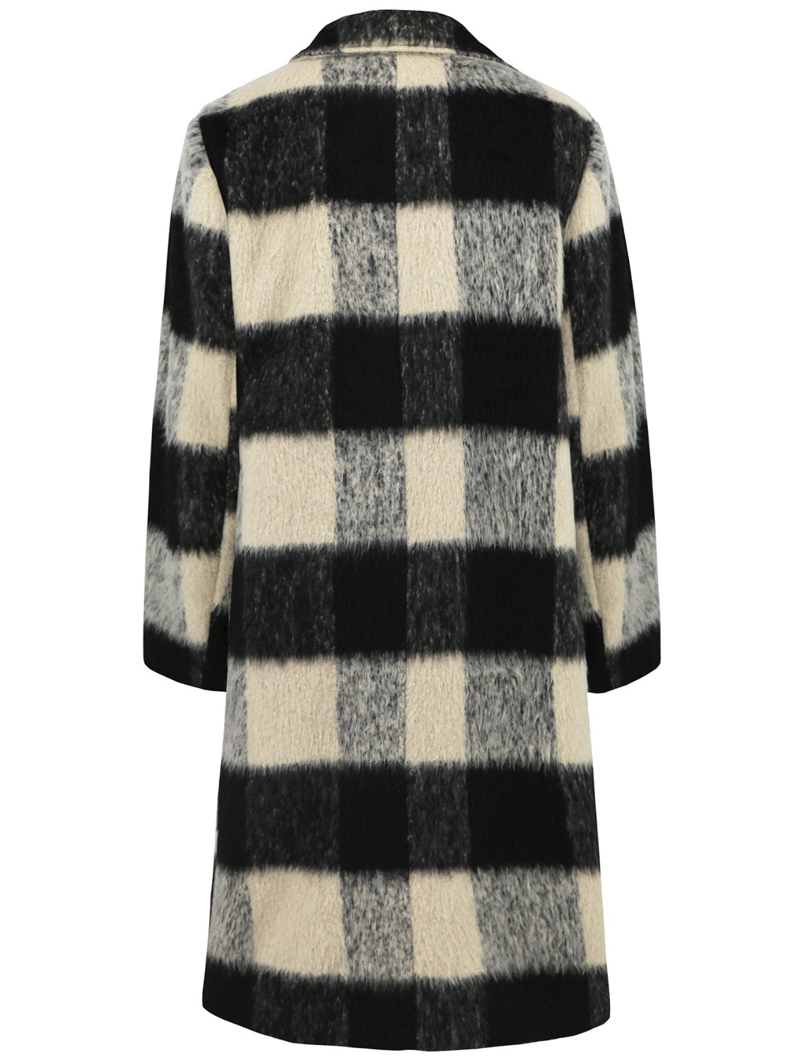 Plaid Double-Breasted Long Sleeve Coat - Charming Charlie