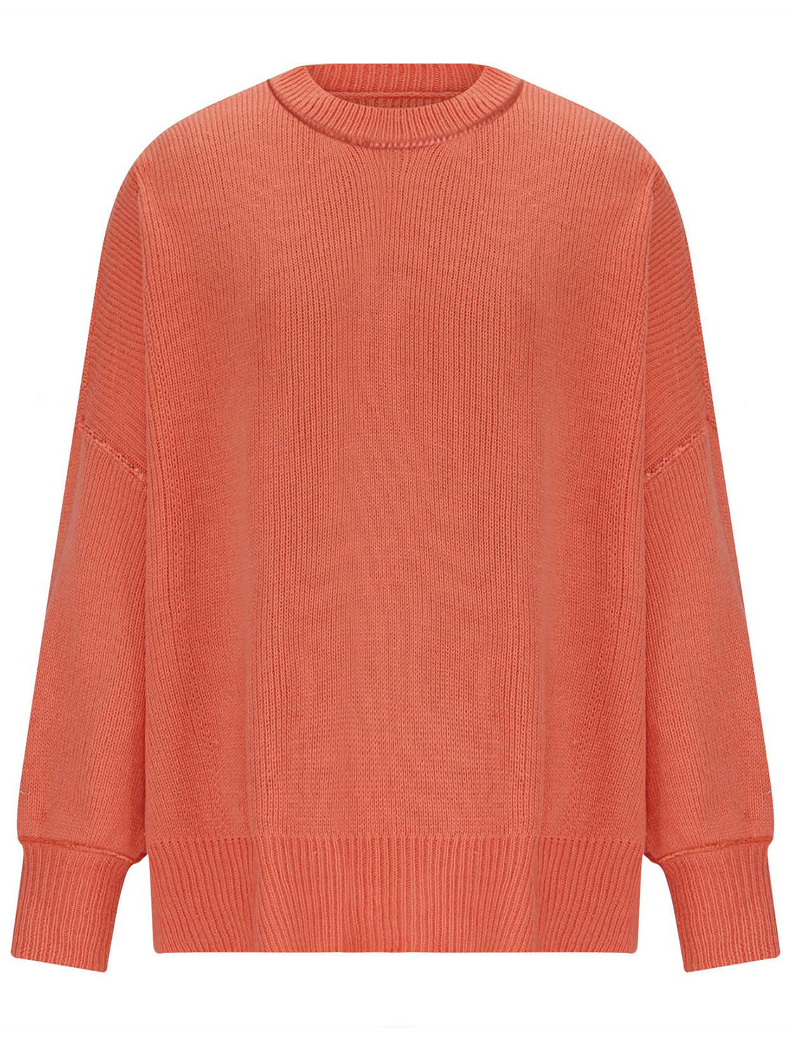 Round Neck Long Sleeve Sweater - Charming Charlie