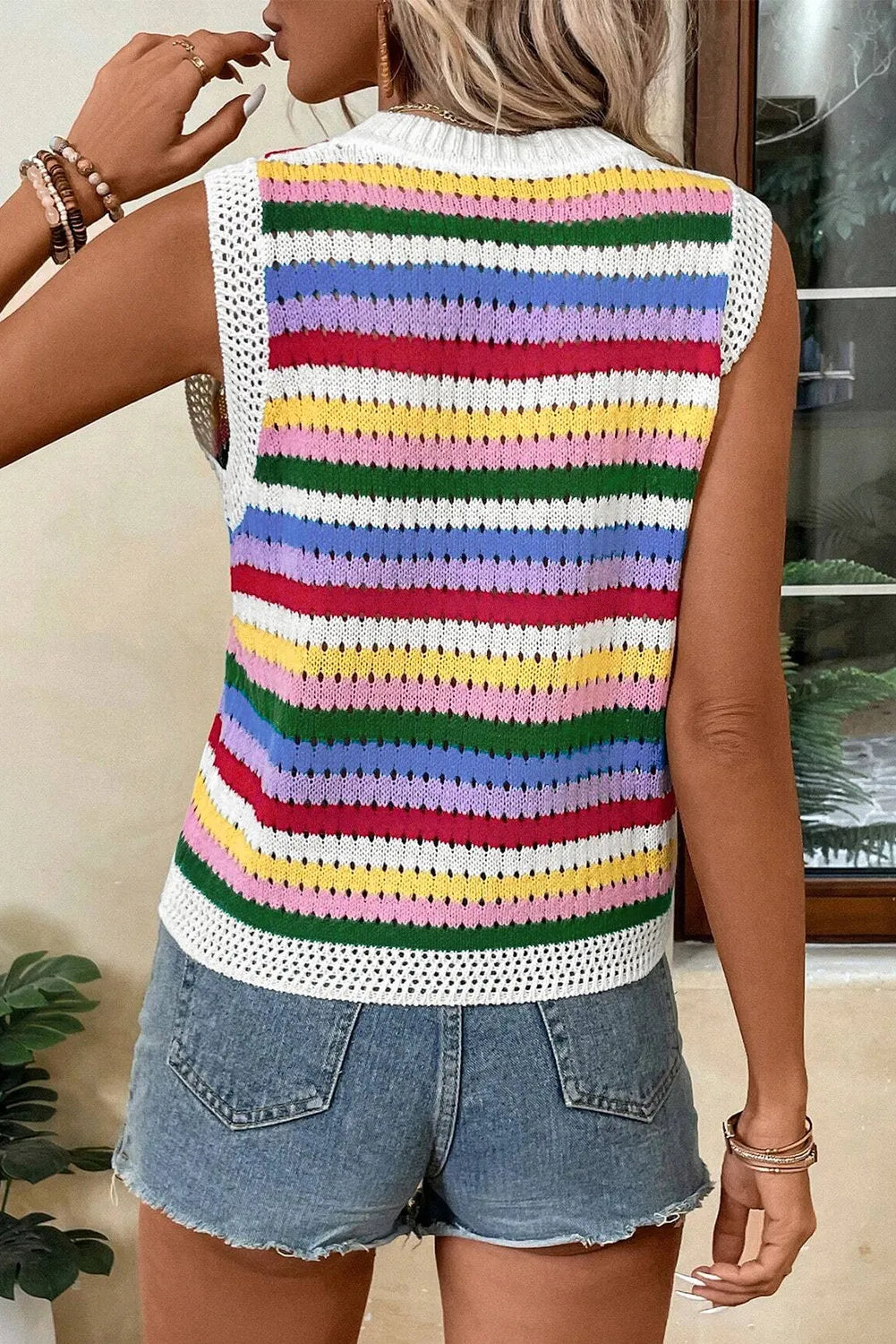 Contrast Round Neck Sweater Vest - Charming Charlie